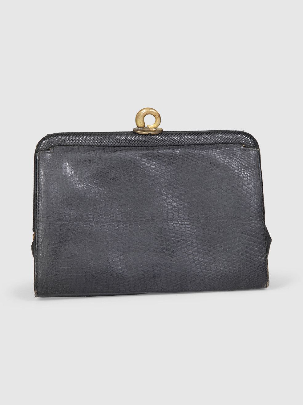Vintage Black Lizard Leather Clutch Bag, Women's