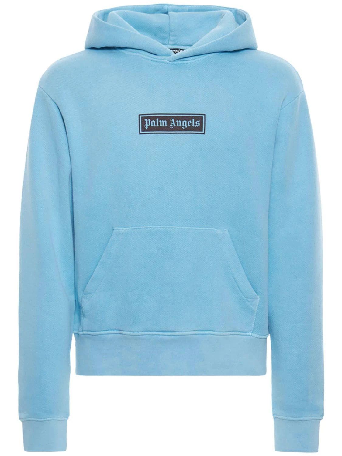 image of Palm Angels O1Mle0424 Gd Box Logo Hoodie In Blue, Men's (Size XS)