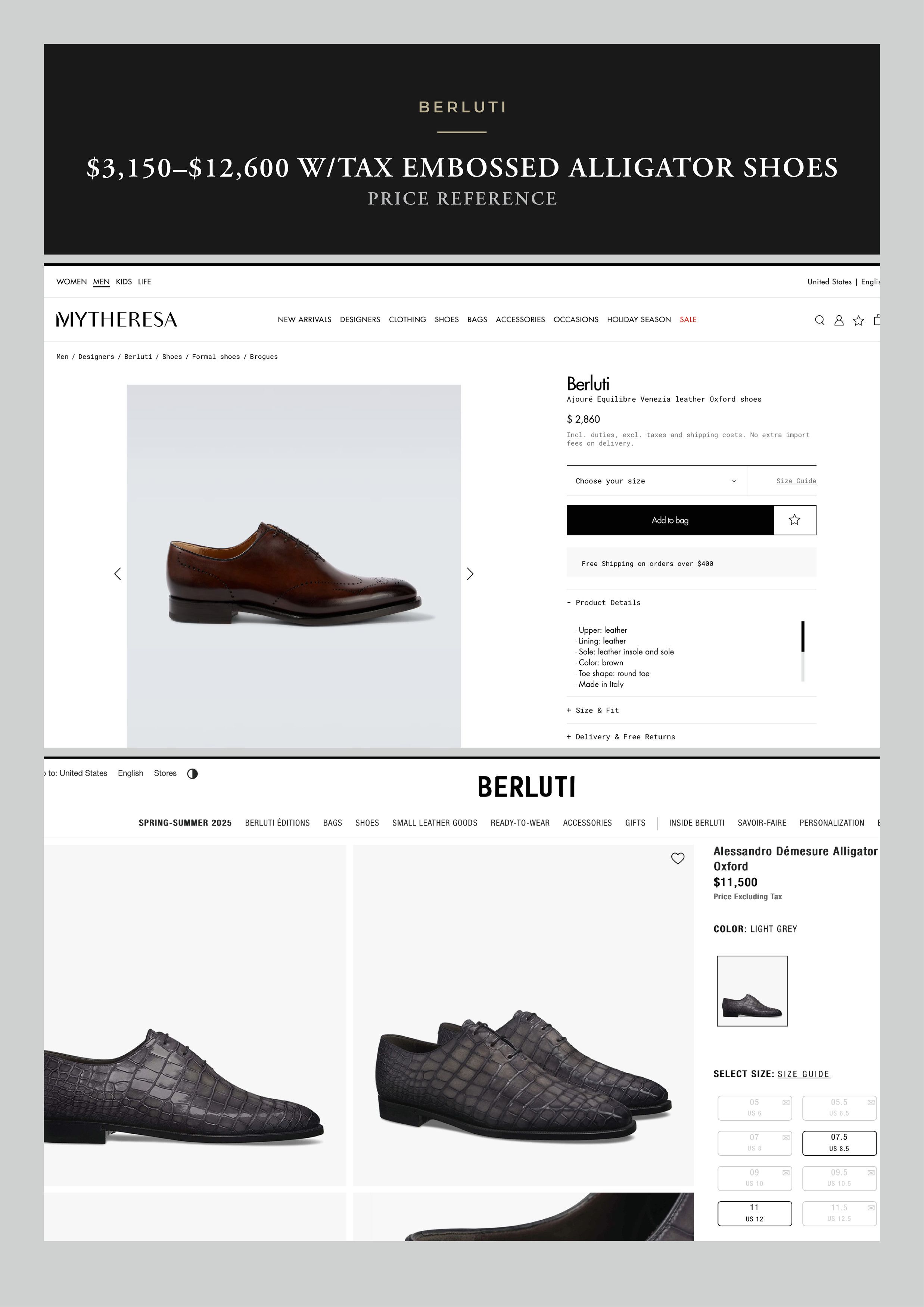 Berluti Ultimate Ultra-Rare $4,150 Alligator Croc Embossed Oxfords Size US 10.5 / EU 43-44 - 7 Thumbnail
