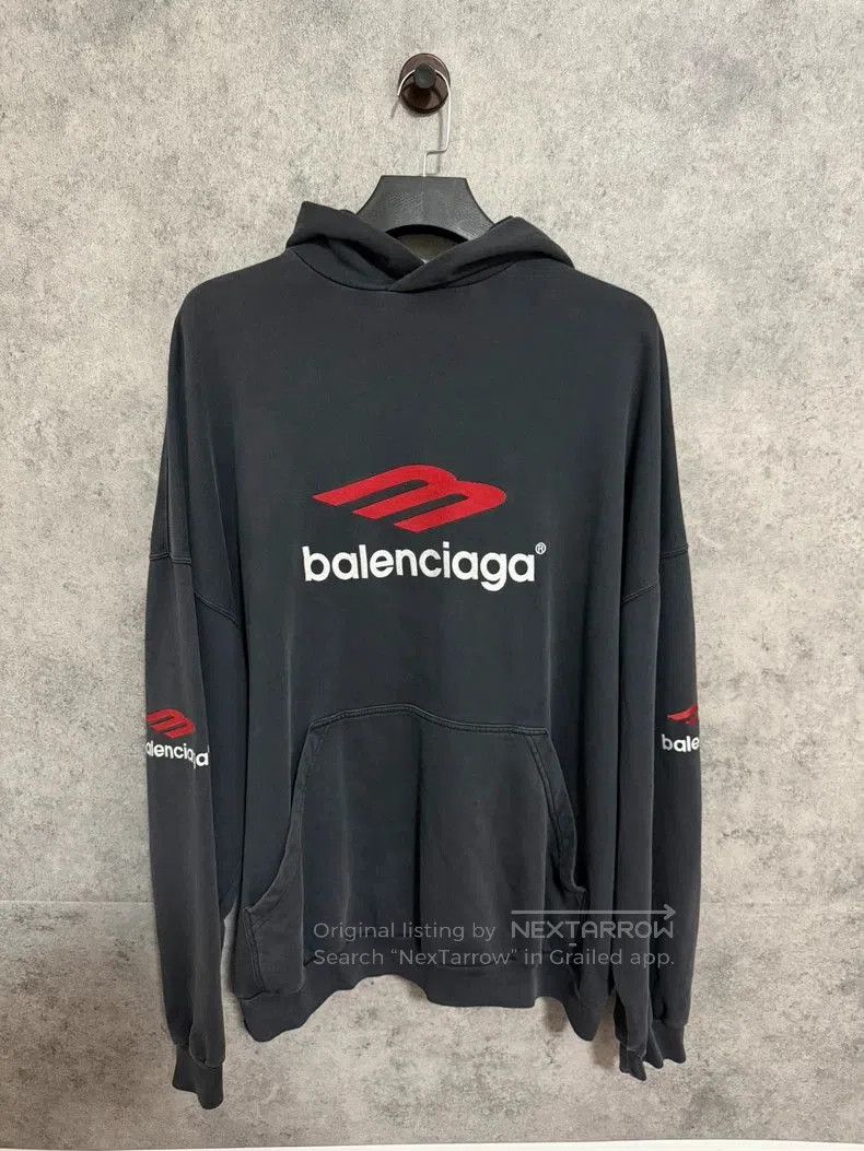 Balenciaga Balenciaga 3BSports Distressed Hoodie. Size US S / EU 44-46 / 1 - 1 Thumbnail