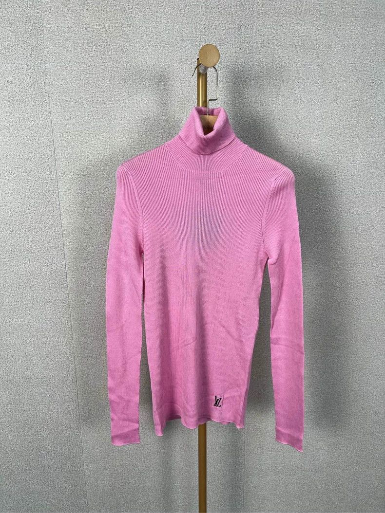 Louis Vuitton LV Pink Logo Turtleneck Knit Sweater - dmc Size US L / EU 52-54 / 3 - 1 Thumbnail