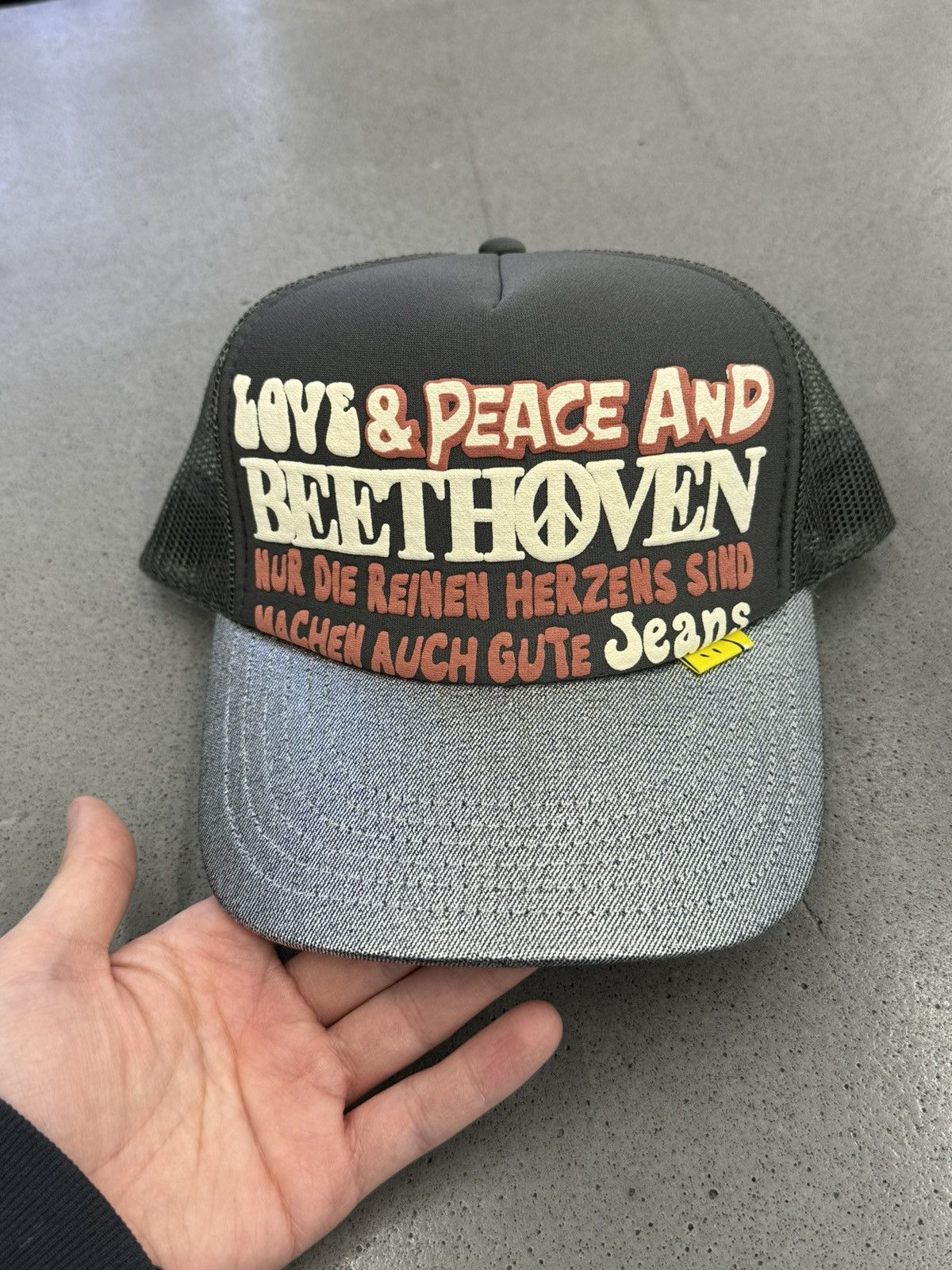 image of Kapital Love & Peace Beethoven Silver Brim Hat (Charcoal), Men's