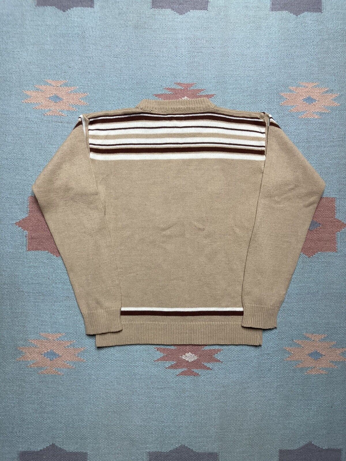 JCPenney × Vintage 70s JCPenney knit sweater striped soft boys medium baby tee Size XS / US 0-2 / IT 36-38 - 5 Thumbnail