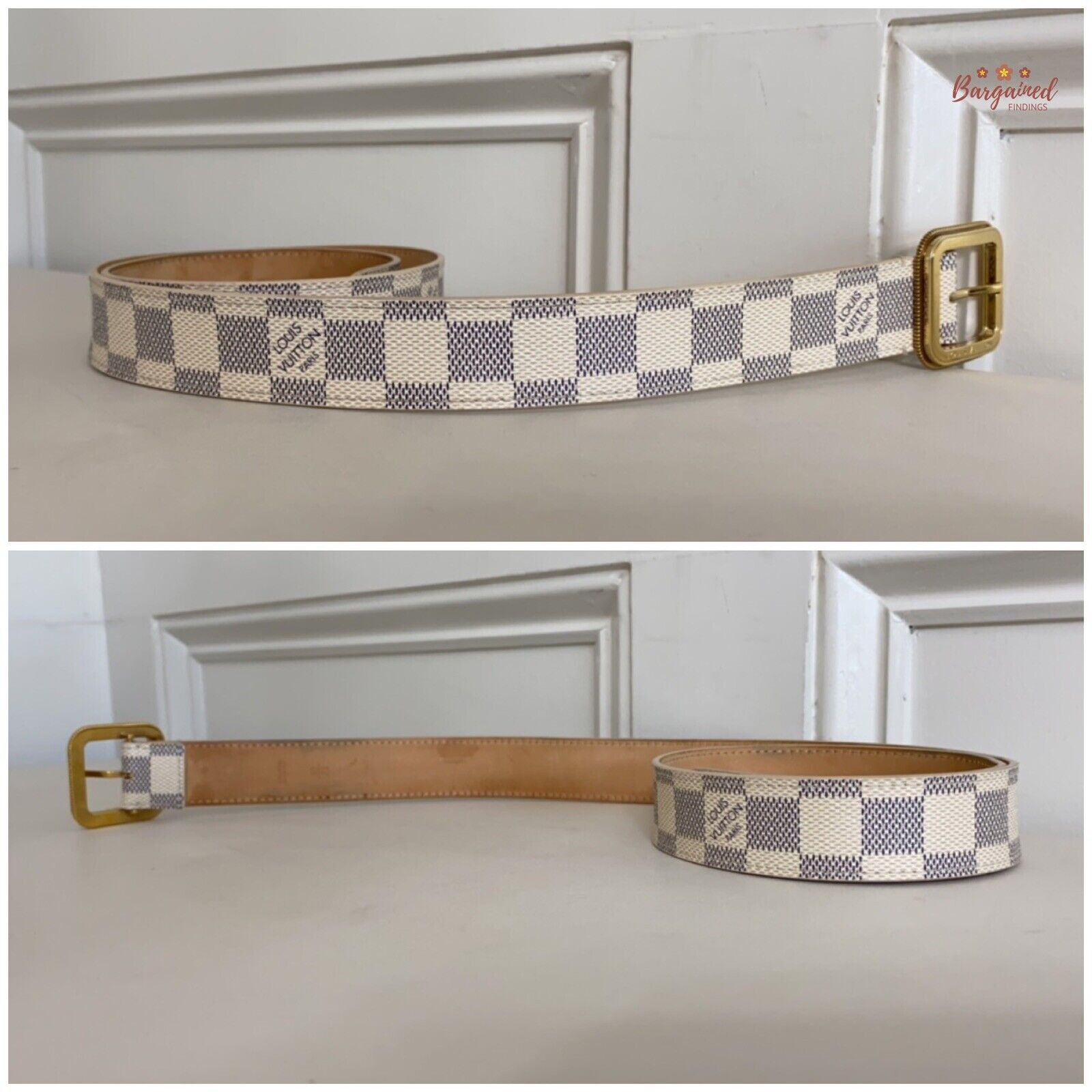 Louis Vuitton Louis Vuitton Damier Azur Canvas Leather Tresor Belt Size 28 - 3 Thumbnail