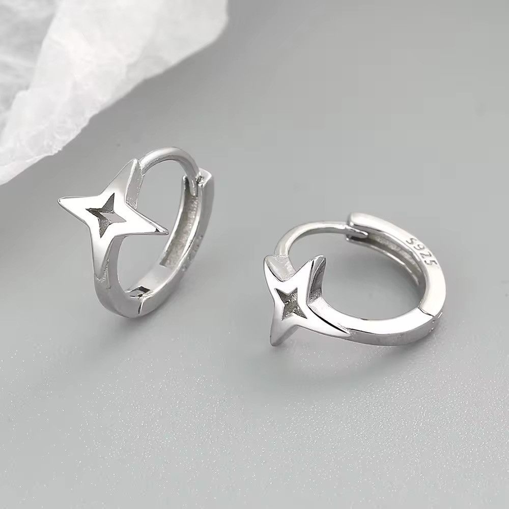 Jewelry Four-pointed Star Hoop Earring Size ONE SIZE - 2 Thumbnail