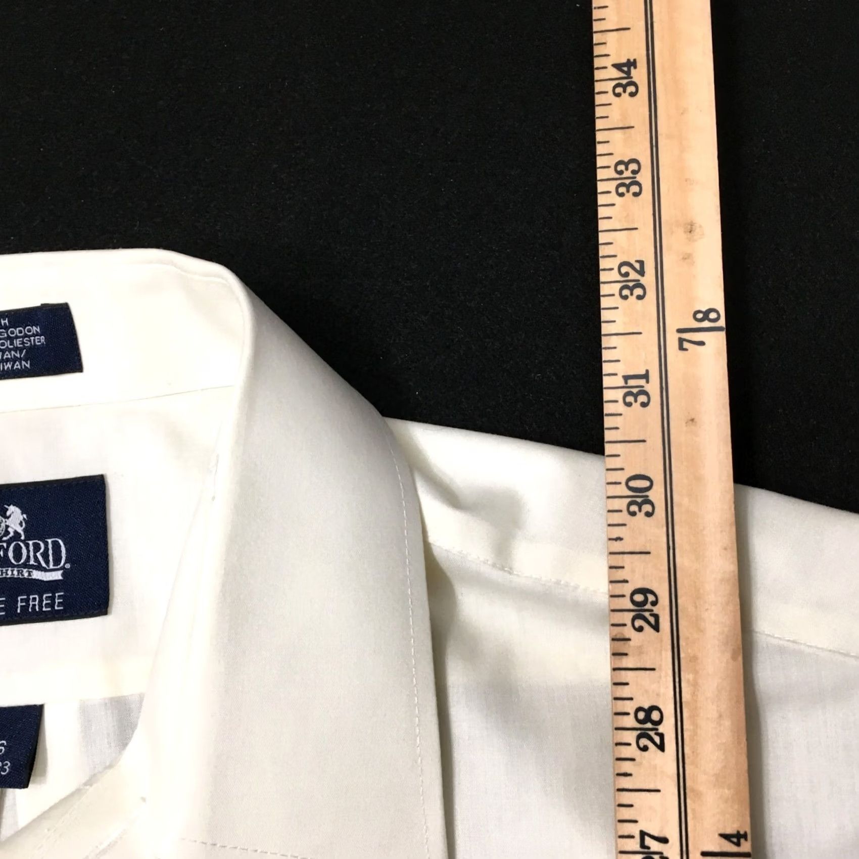 Stafford Stafford Dress Shirt Mens 16 32/33 cream beige Broadcloth STAIN Wrinkle Free Size 42R - 7 Thumbnail