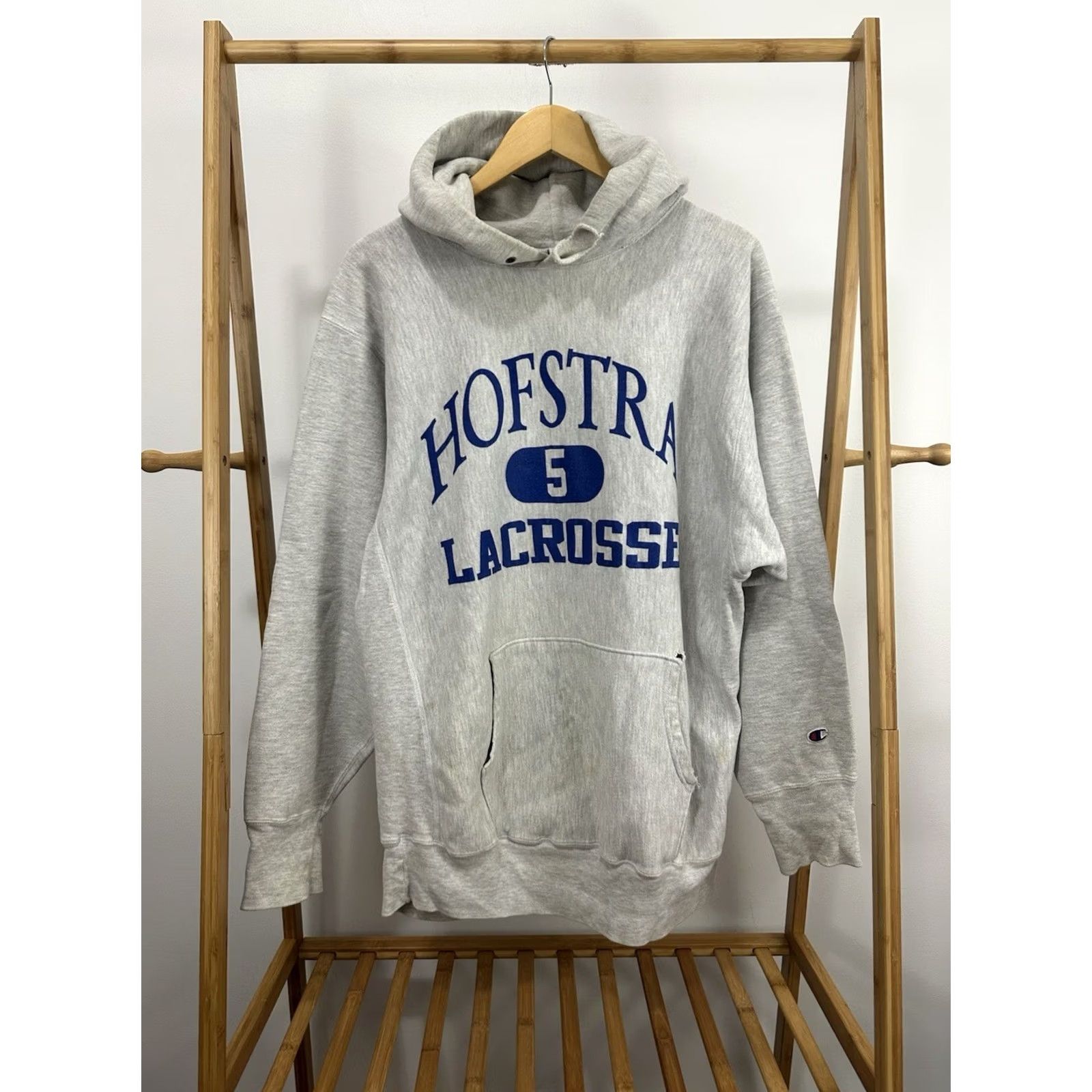 Champion VTG 90s Hofstra Lacrosse Team Issued Reverse Weave Hoodie Sweatshirt RARE XXL Champion Gray Men Sweatshirt Hoodie Size US XXL / EU 58 / 5 - 2 Thumbnail