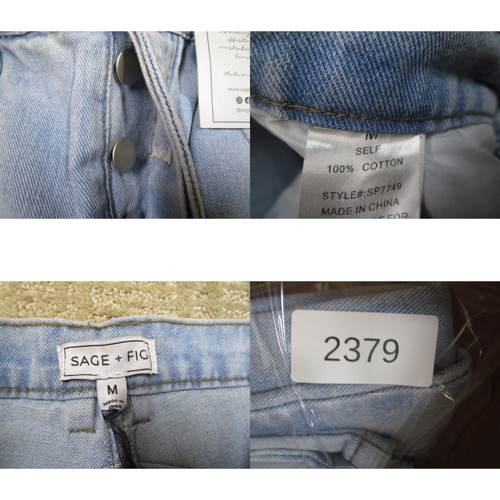 Vintage Sage Fig Jeans Women 30 High Rise Barrel Button Fly Hearts Light Wash NWT Jeans Size 32" / US 10 / IT 46 - 8 Thumbnail