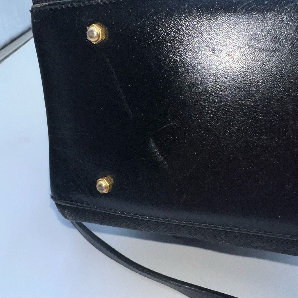 Other Prima by Phillippe Vintage Black Canvas and Leather Pull String Bucket Bag Size ONE SIZE - 7 Thumbnail