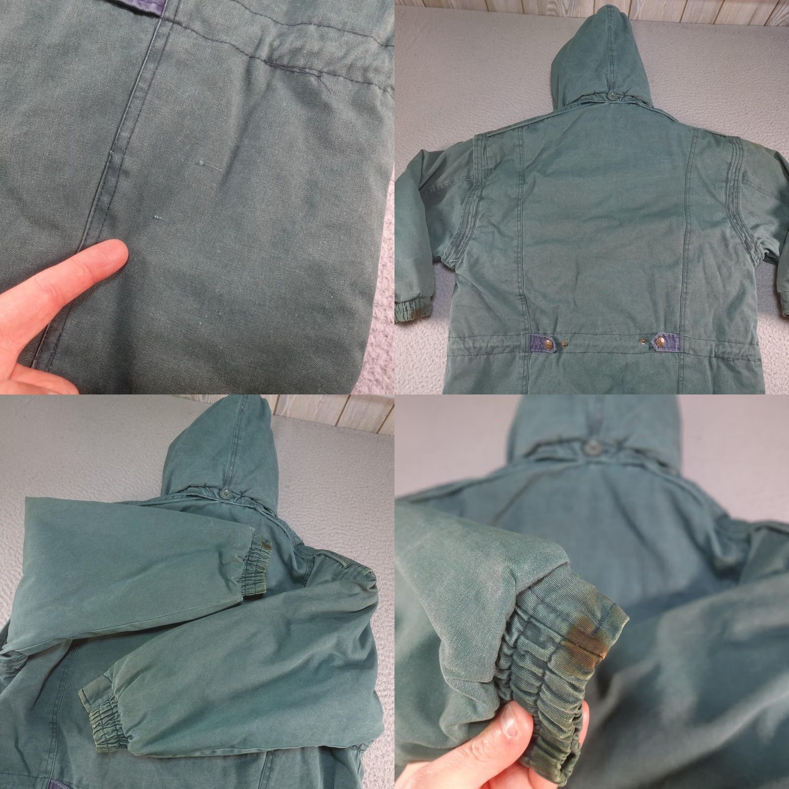 Vintage VINTAGE In Crowd Jacket Mens S Green Canvas Parka Hooded Insulated Lined Pockets Tribal Aztec Pattern Sailor/Outdoor Winter Coat Size US S / EU 44-46 / 1 - 9 Thumbnail
