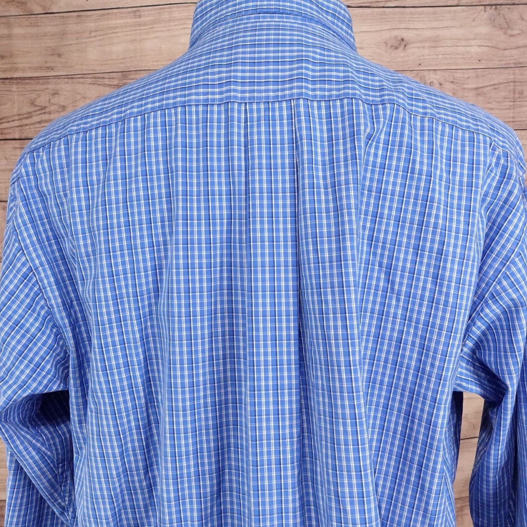 Roundtree & Yorke Roundtree & Yorke Shirt Mens L Blue Check Long Sleeve Button-Up Cotton Size US L / EU 52-54 / 3 - 5 Thumbnail