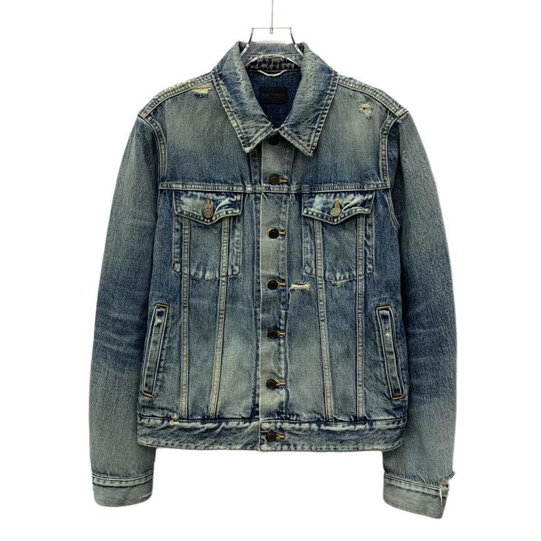 Yves Saint Laurent YSL Blue Washed Denim Jacket S Size US S / EU 44-46 / 1 - 1 Thumbnail