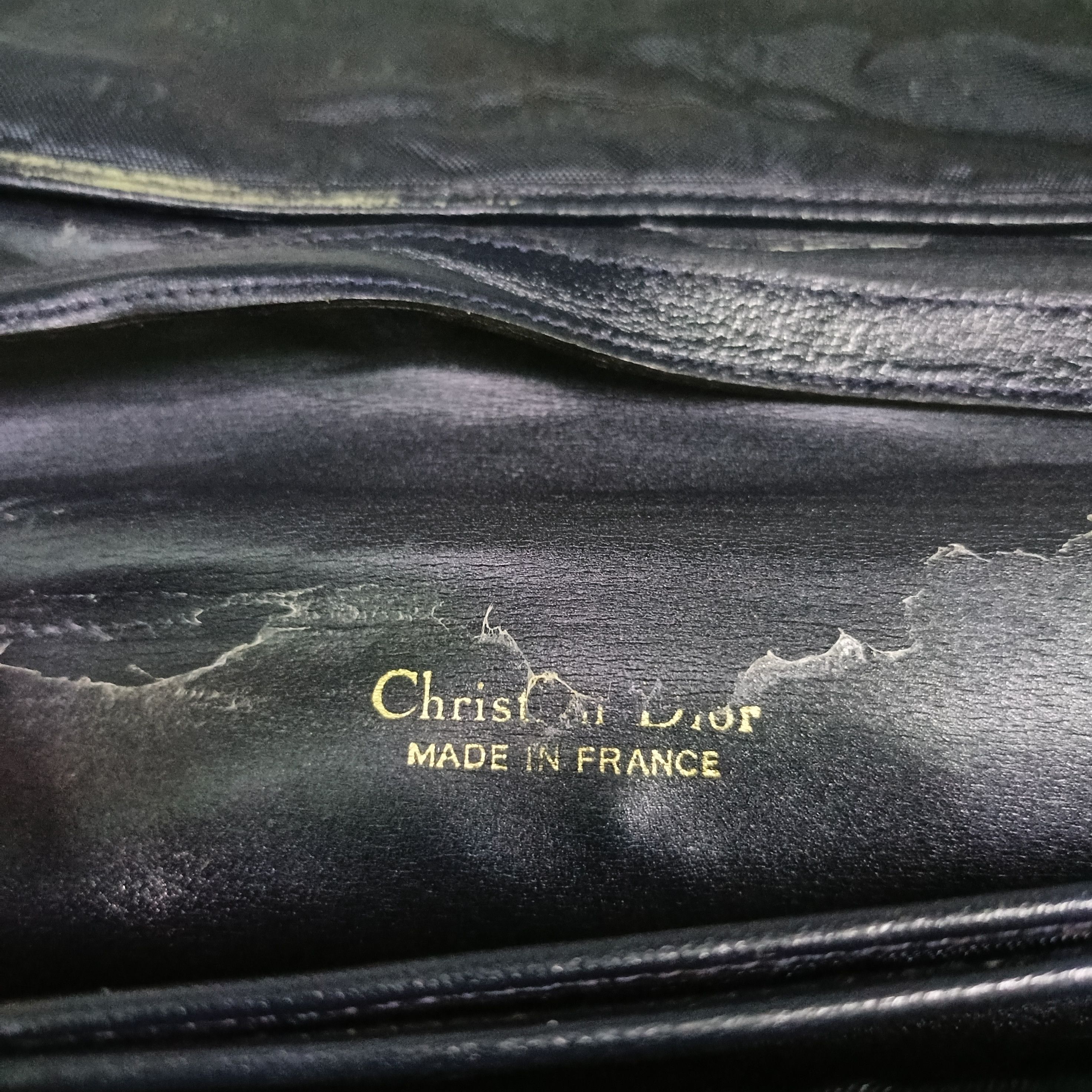 Dior VTG Christian Dior Navy Leather Shoulder Bag + Coin Purse Size ONE SIZE - 15 Thumbnail