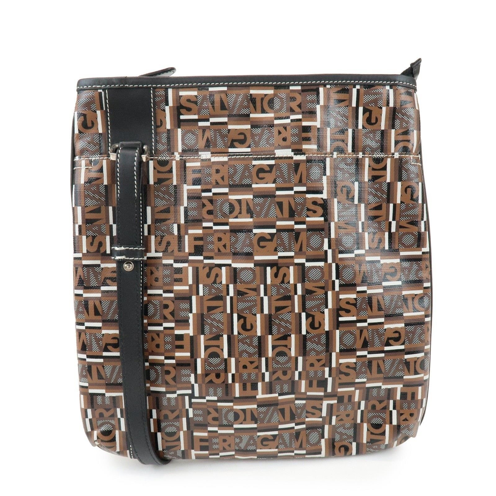 Salvatore Ferragamo Ferragamo Logo PVC Leather Crossbody Bag Brown Size ONE SIZE - 1 Thumbnail