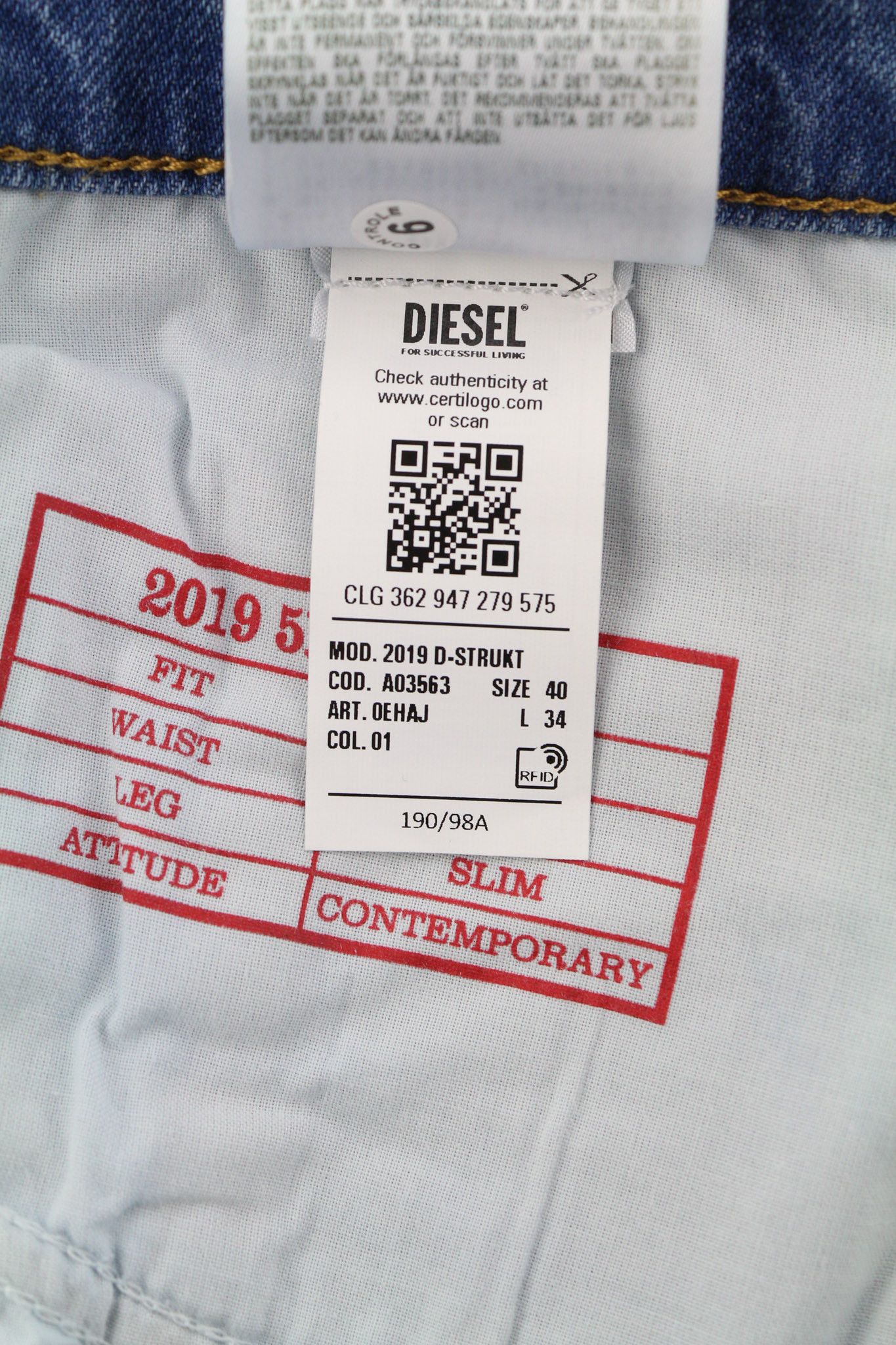 Diesel 2019 D-STRUKT 0EHAJ W40/L34 Slim Blue 40445 Size US 40 / EU 56 - 11 Thumbnail