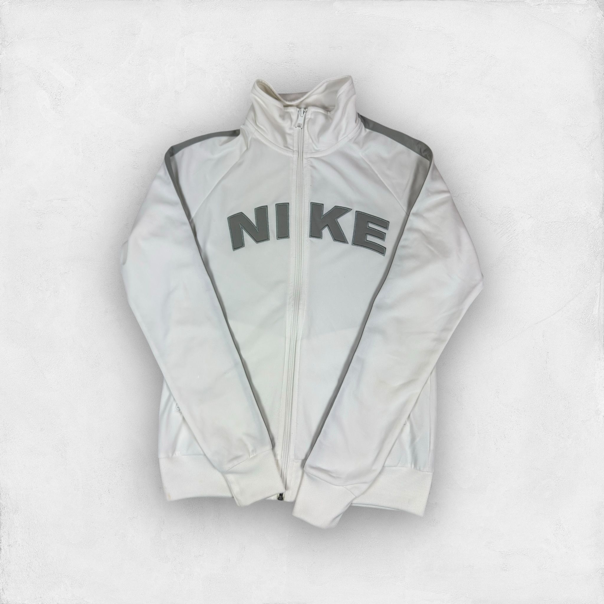 Nike × Vintage Nike Womens White Gray Spellout Full Zip Track Jacket Medium Size M / US 6-8 / IT 42-44 - 1 Thumbnail