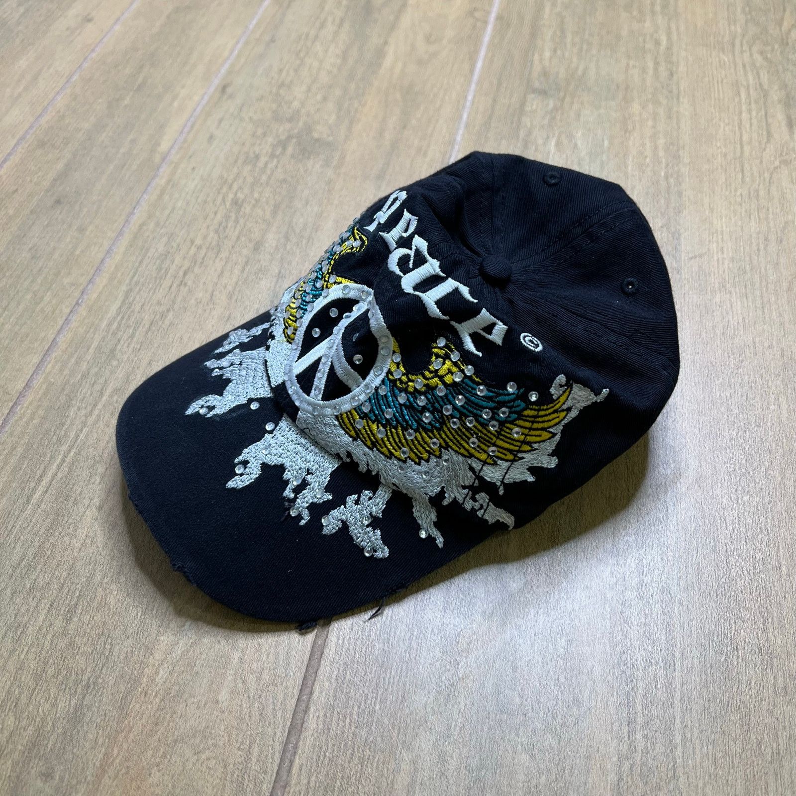 Vintage Y2K baseball cap embroidery peace wings rhinestone women Size ONE SIZE - 3 Thumbnail