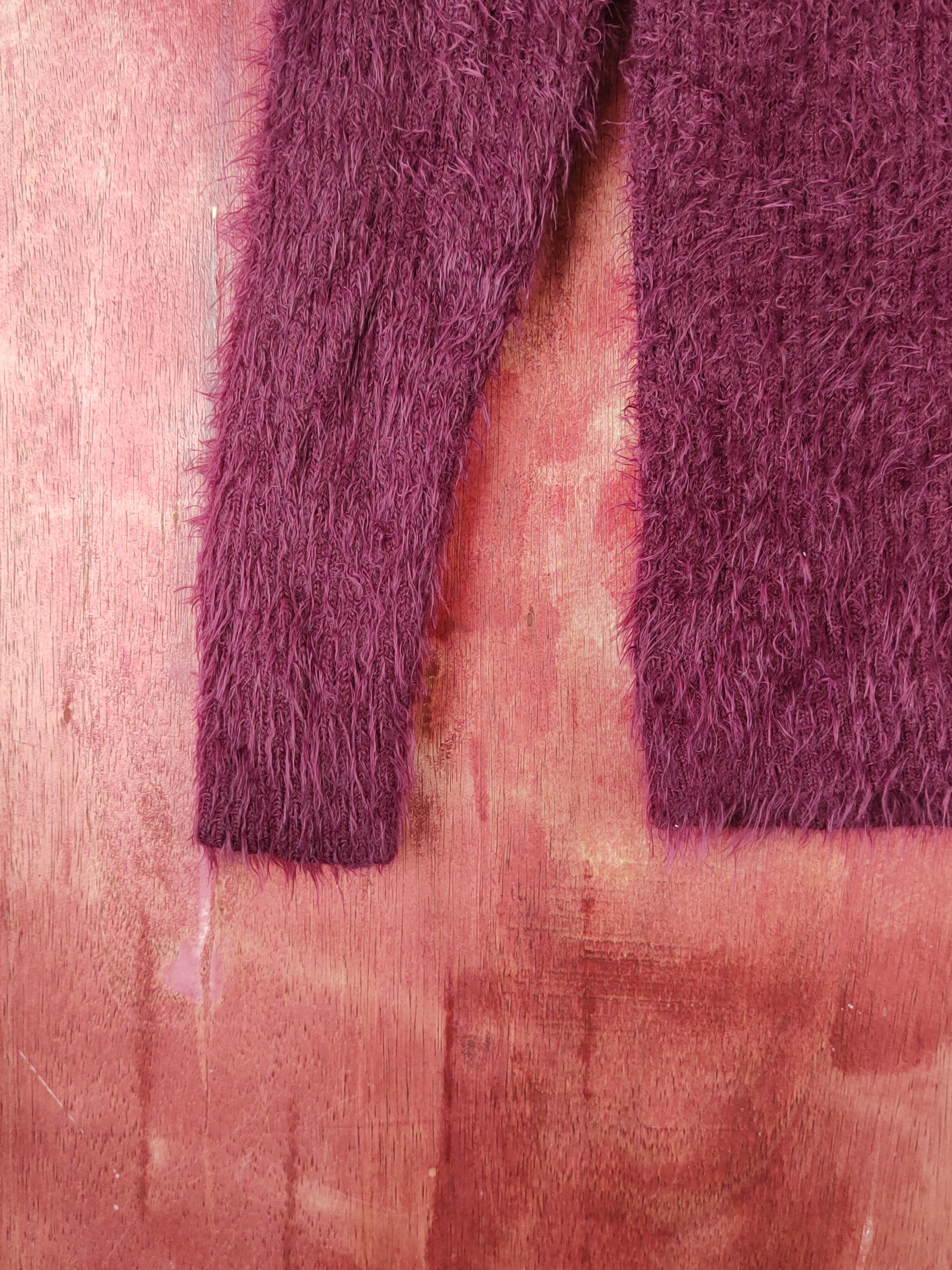 Homespun Knitwear Vanity Face Purple Shag Shaggy Fur Mohair Knitwear #S1896 Size XS / US 0-2 / IT 36-38 - 4 Thumbnail