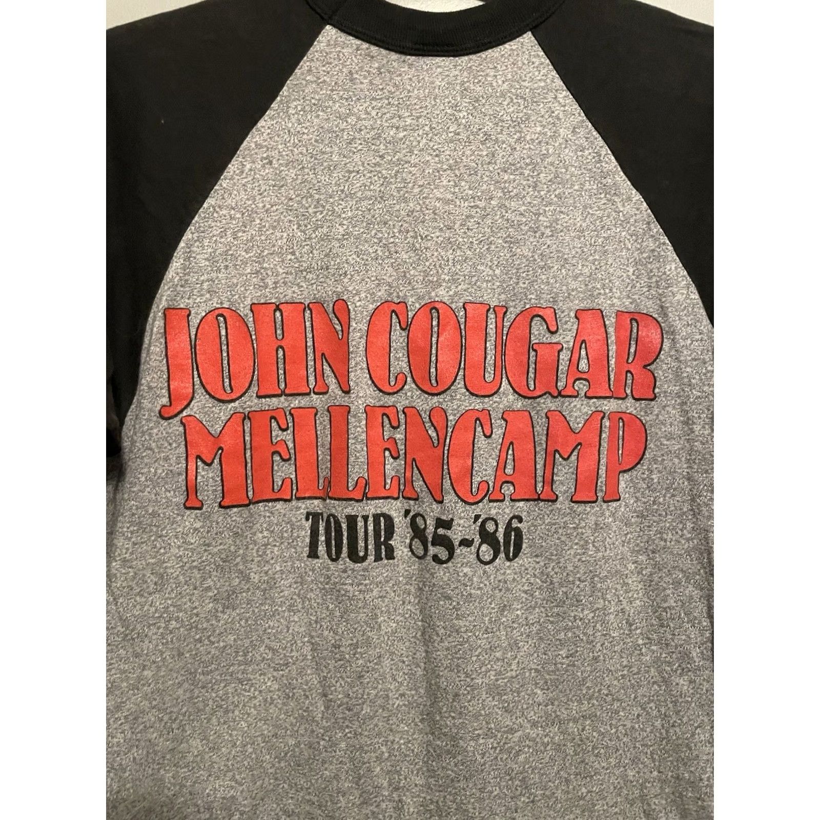 Cougar VINTAGE John Cougar Mellencamp Scarecrow Tour Shirt Concert 80s T-Shirt Mens Size L Gray Short Sleeve Crew Neck Cotton Blend Double-Sided Music 1980s Size US L / EU 52-54 / 3 - 7 Thumbnail
