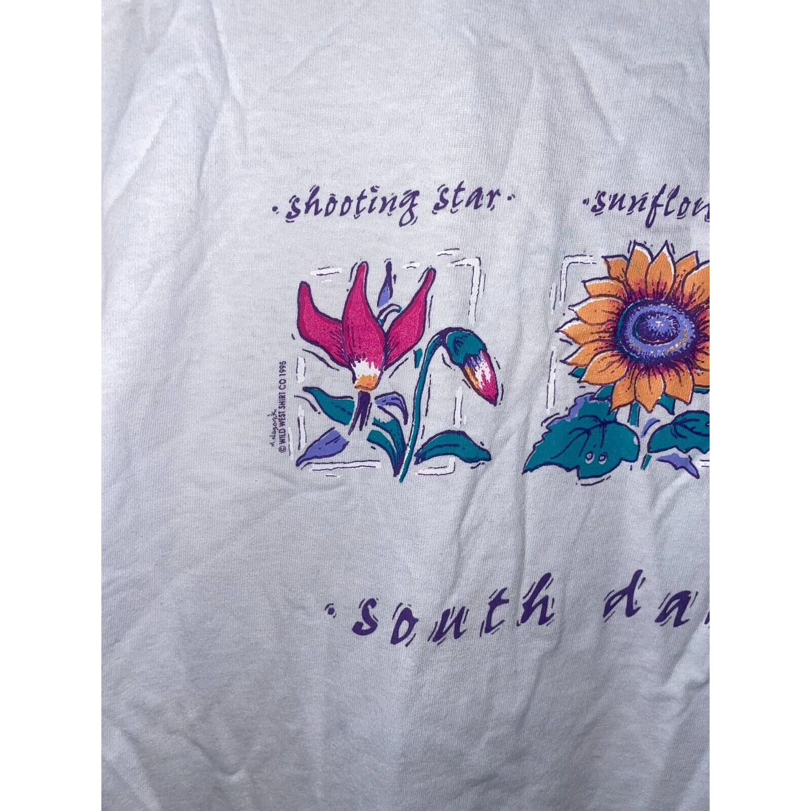 Jerzees Vintage Misprint Shirt South Dakota Flowers White Test Print Size US M / EU 48-50 / 2 - 2 Thumbnail