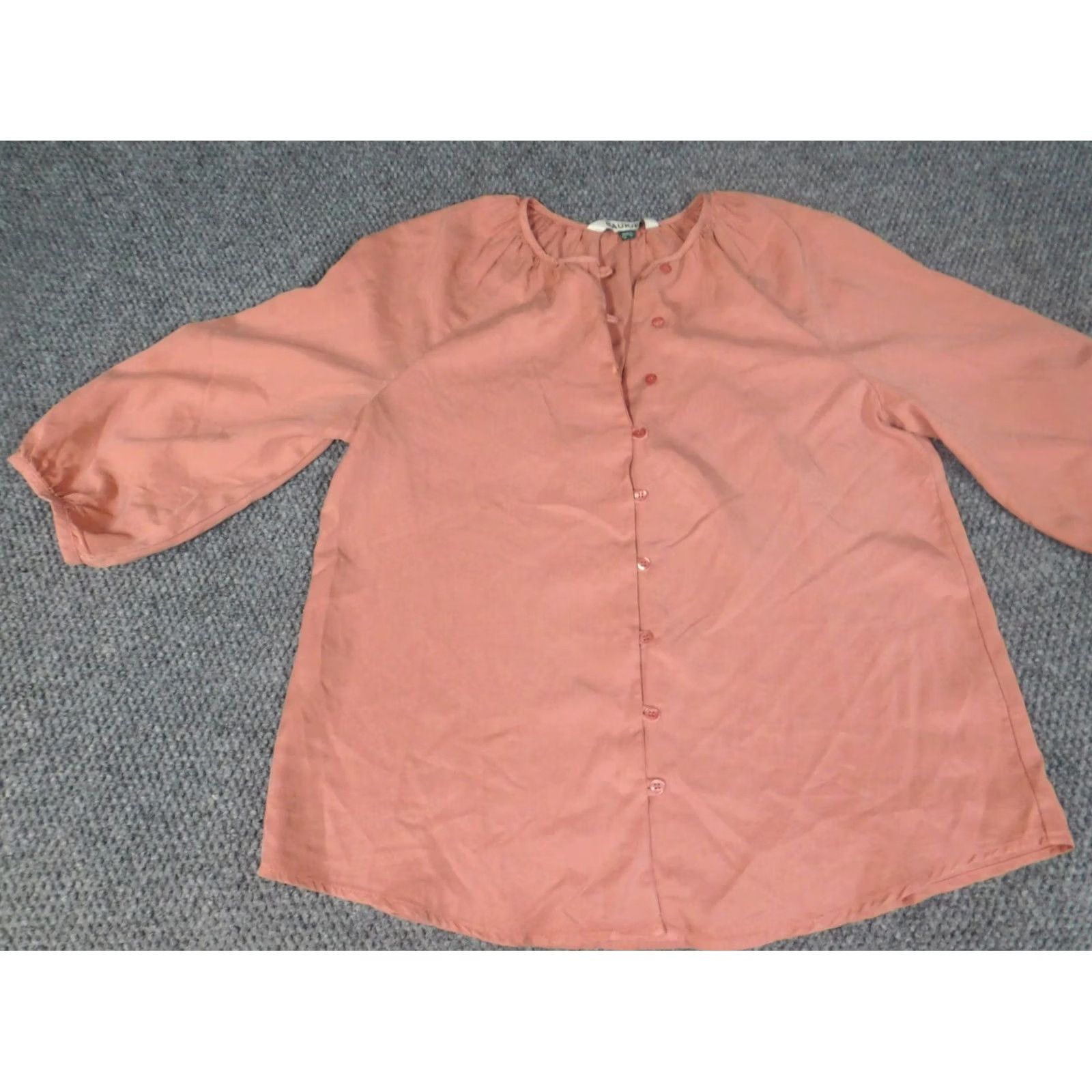 Vintage Baukjen Blouse Womens 6 pink Button Down Shirt Long Sleeve Round Neck Pullover Casual Regular Size M / US 6-8 / IT 42-44 - 2 Thumbnail