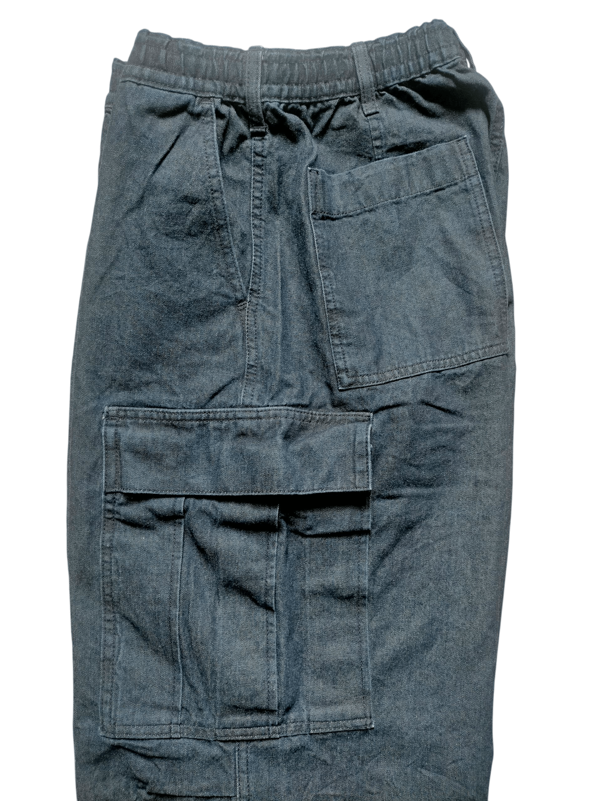 GU Parachute Denim Baggy wide Leg Cargo Jeans