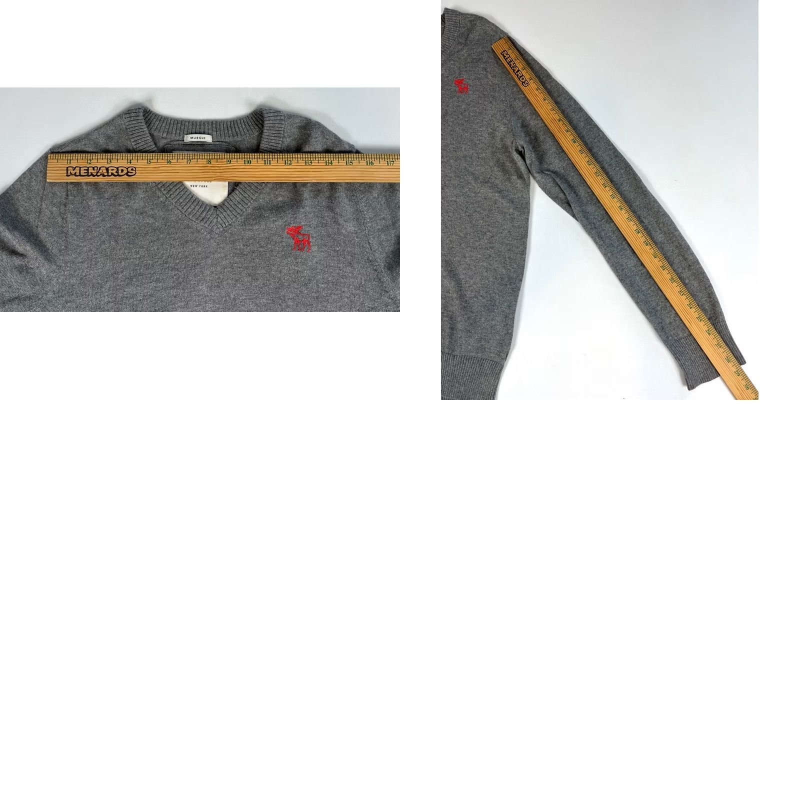 Abercrombie & Fitch VINTAGE Abercrombie & Fitch Pullover Sweater Shirt Mens L Gray V-Neck 94% Cotton, 3% Wool, 3% Cashmere Embroidered Logo City Classic Muscle Fit Size US L / EU 52-54 / 3 - 8 Thumbnail
