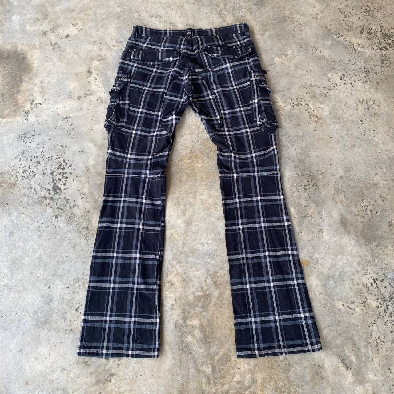 Japanese Brand BELL BELL CARGO CYBERPUNK PRISONER FLARED BONDAGE TARTAN Size US 29 - 12 Thumbnail