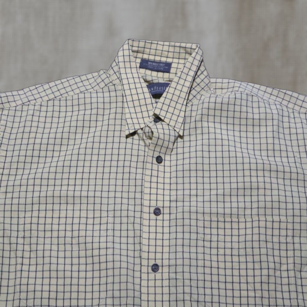 Van Heusen VAN HEUSEN Shirt Plaid Button-Down Long Sleeve Mens Size 15.5 M Medium Brown Size US M / EU 48-50 / 2 - 1 Thumbnail