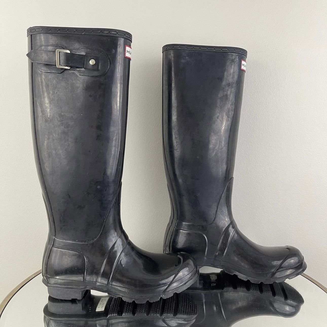 Hunter HUNTER Original Tall Black Gloss Rubber Knee High Rain Boots Size US 8 / IT 38 - 4 Thumbnail