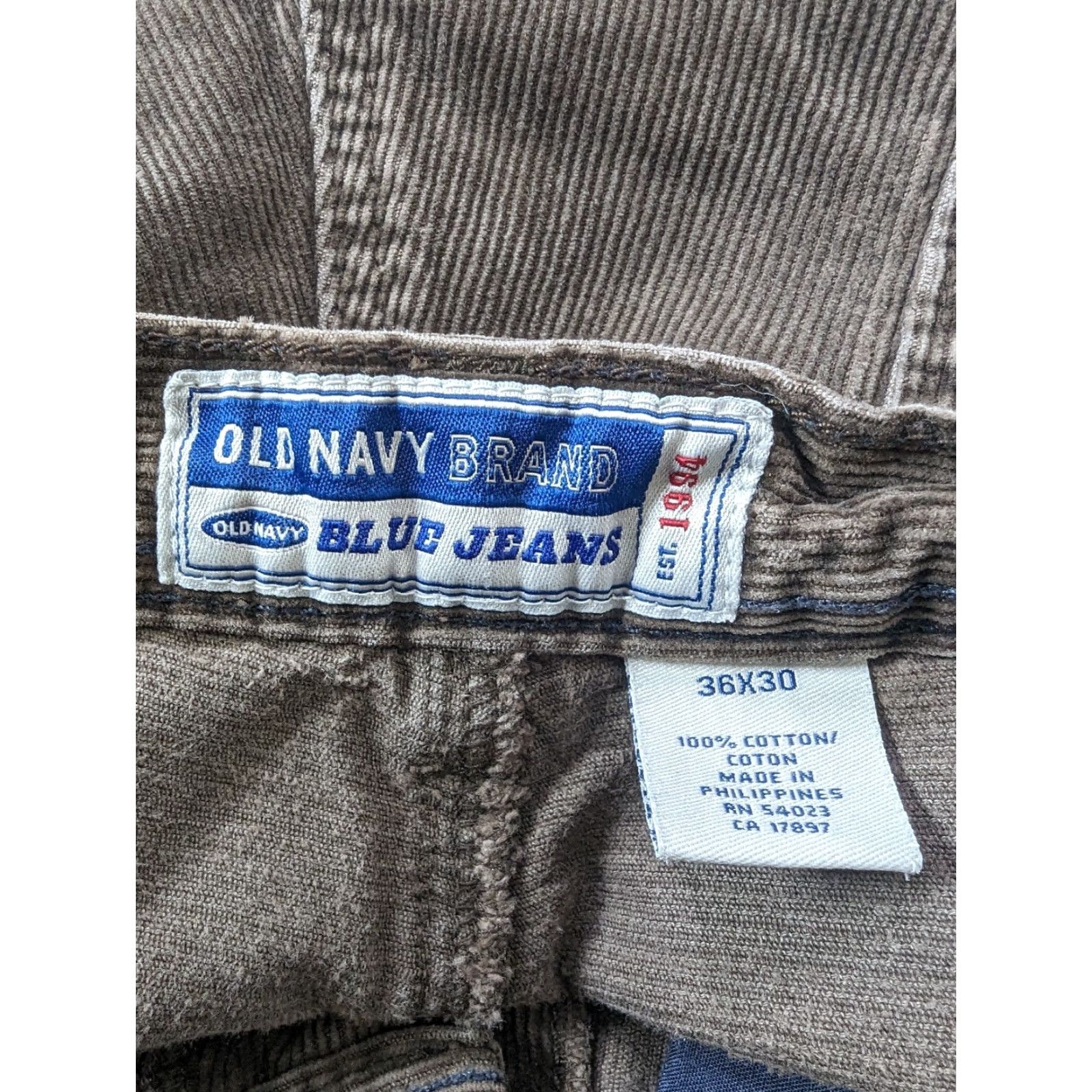 Old Navy VINTAGE Old Navy Pants 36x30 Brown Corduroy Wide Straight Leg Mens Regular Tapered 90s P2M Size US 36 / EU 52 - 4 Thumbnail