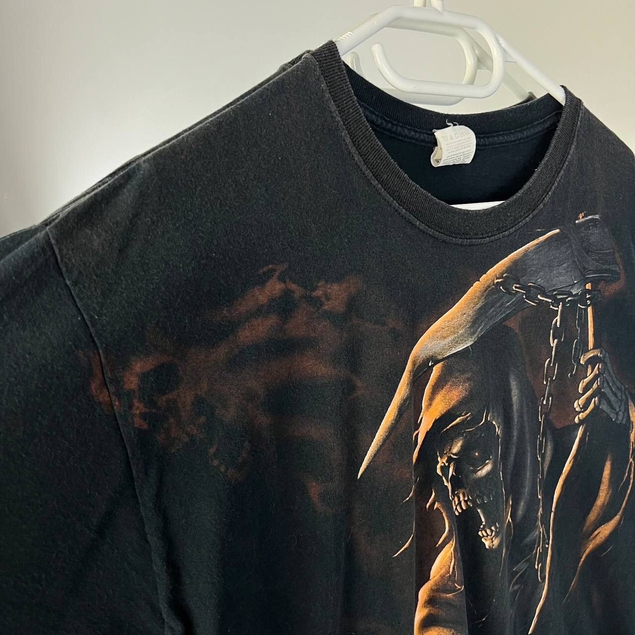 Vintage Vintage Tee 666 Big Print Spiral Death With Scythe Horror Size US L / EU 52-54 / 3 - 4 Thumbnail