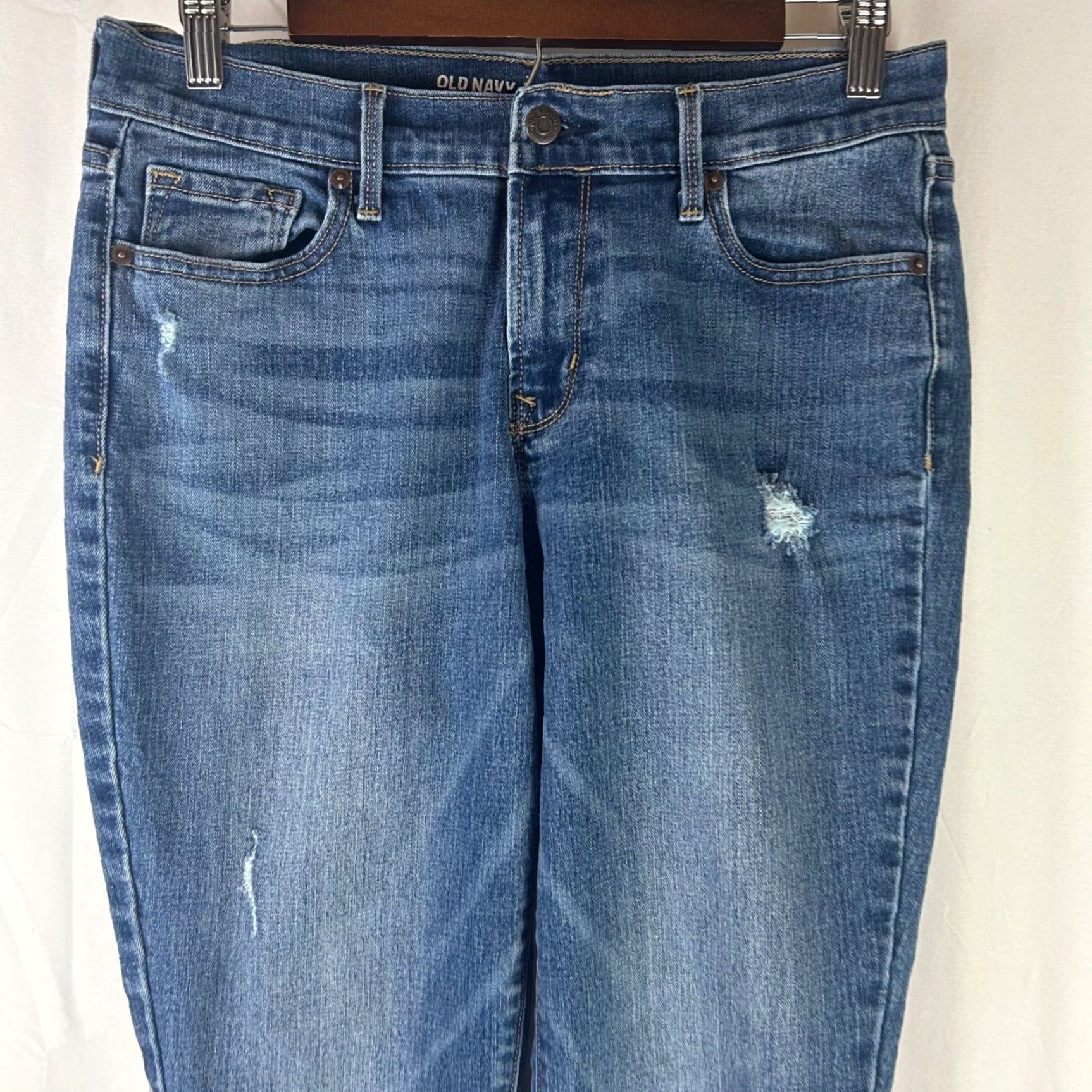 Old Navy Old Navy Curvy Skinny Jeans Womens 8 Medium Blue Distressed Darci Mid-Rise Jeans Size 30" / US 8 / IT 44 - 2 Thumbnail