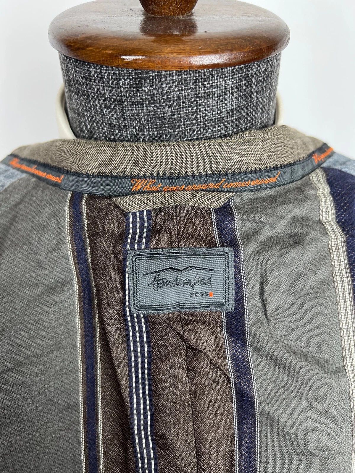 Hugo Boss Hugo Boss Handcrafted Brown Linen Cotton Herringbone Blazer Size 40R - 17 Thumbnail