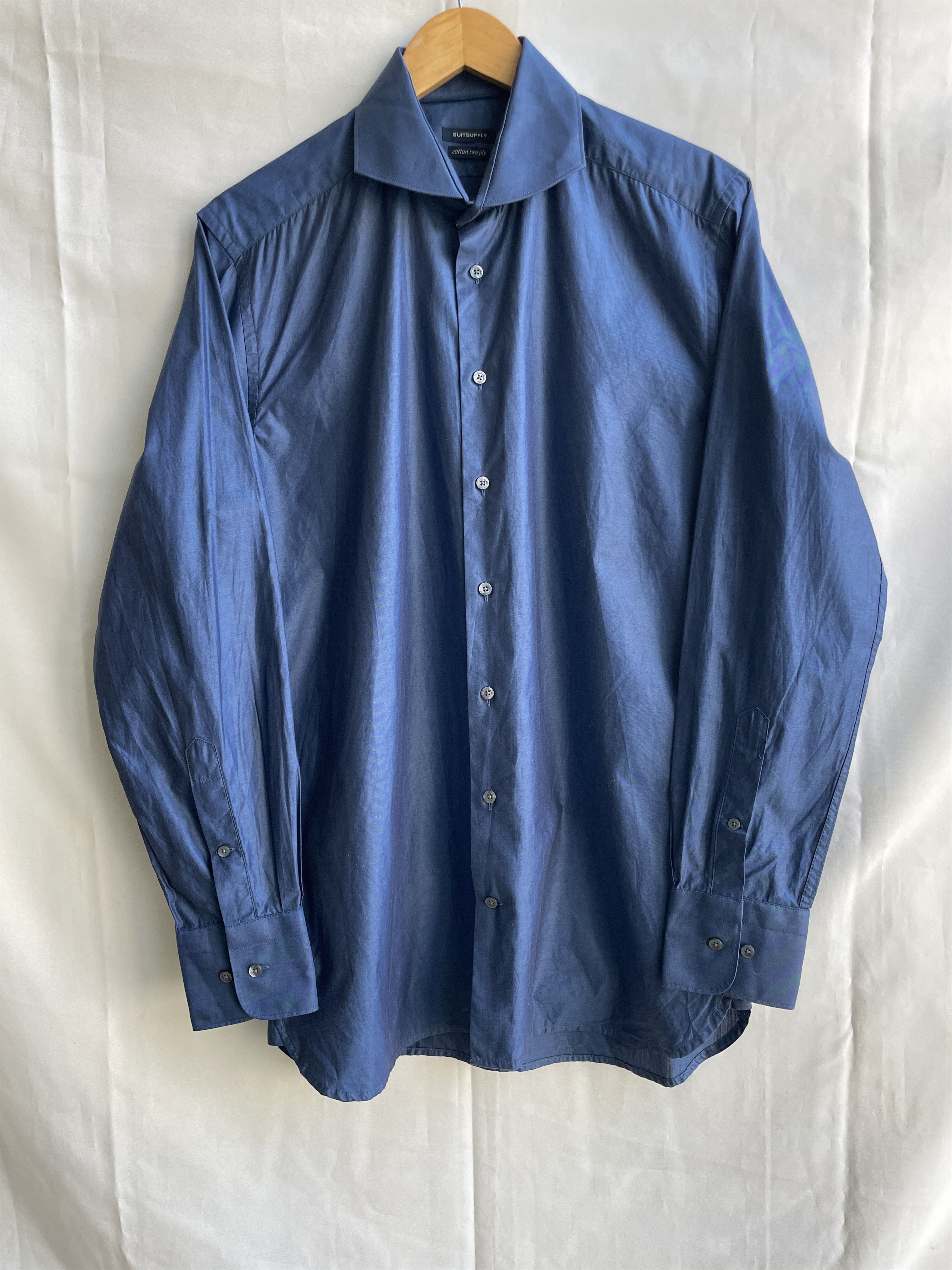 Suitsupply Suitsupply Ford Spread Collar Navy Extra Slim Dress Shirt Size 40R - 1 Thumbnail