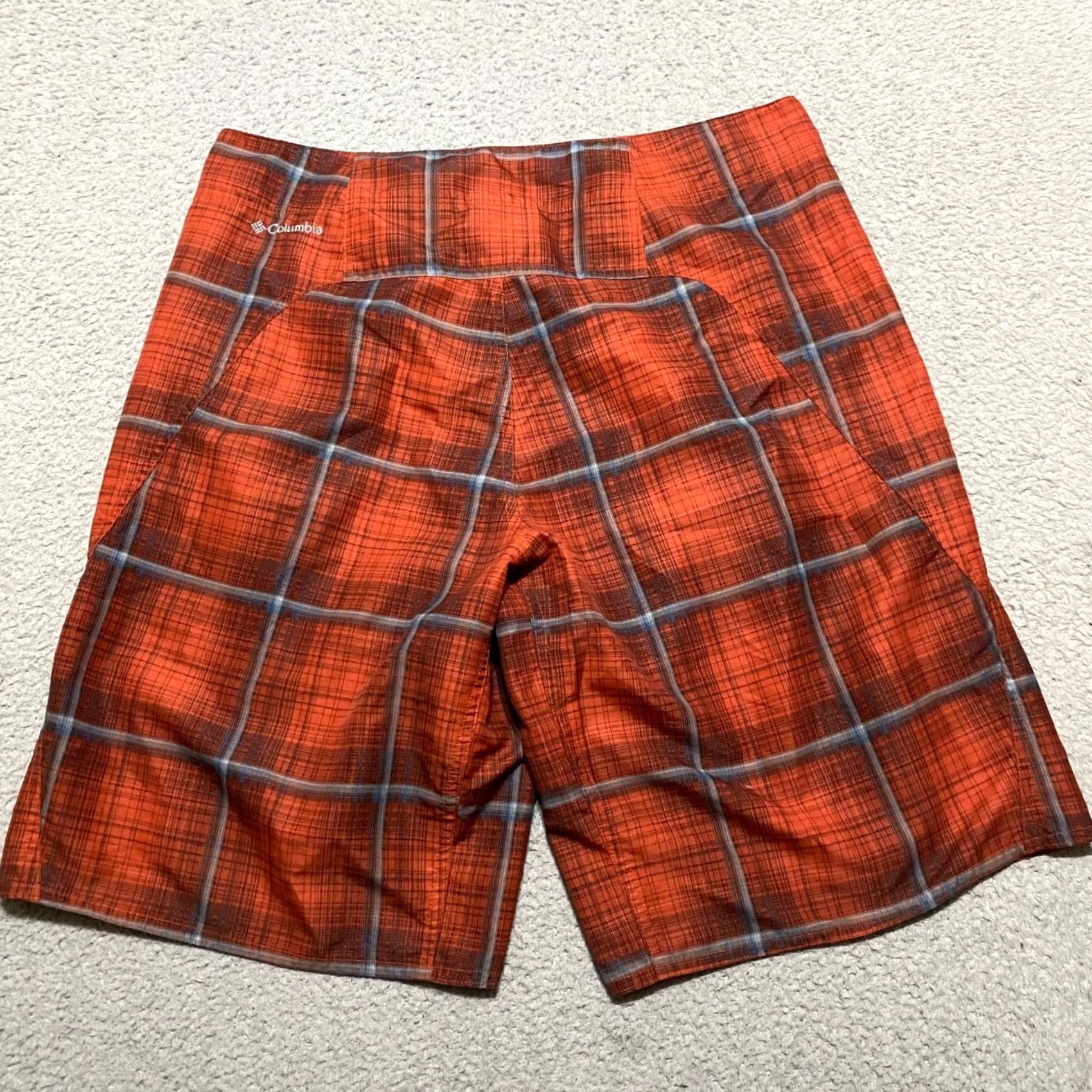 Vintage Columbia Board Shorts Mens sz 34 Orange Plaid Outdoor Beach Pockets Inseam 10" Size US 34 / EU 50 - 2 Thumbnail