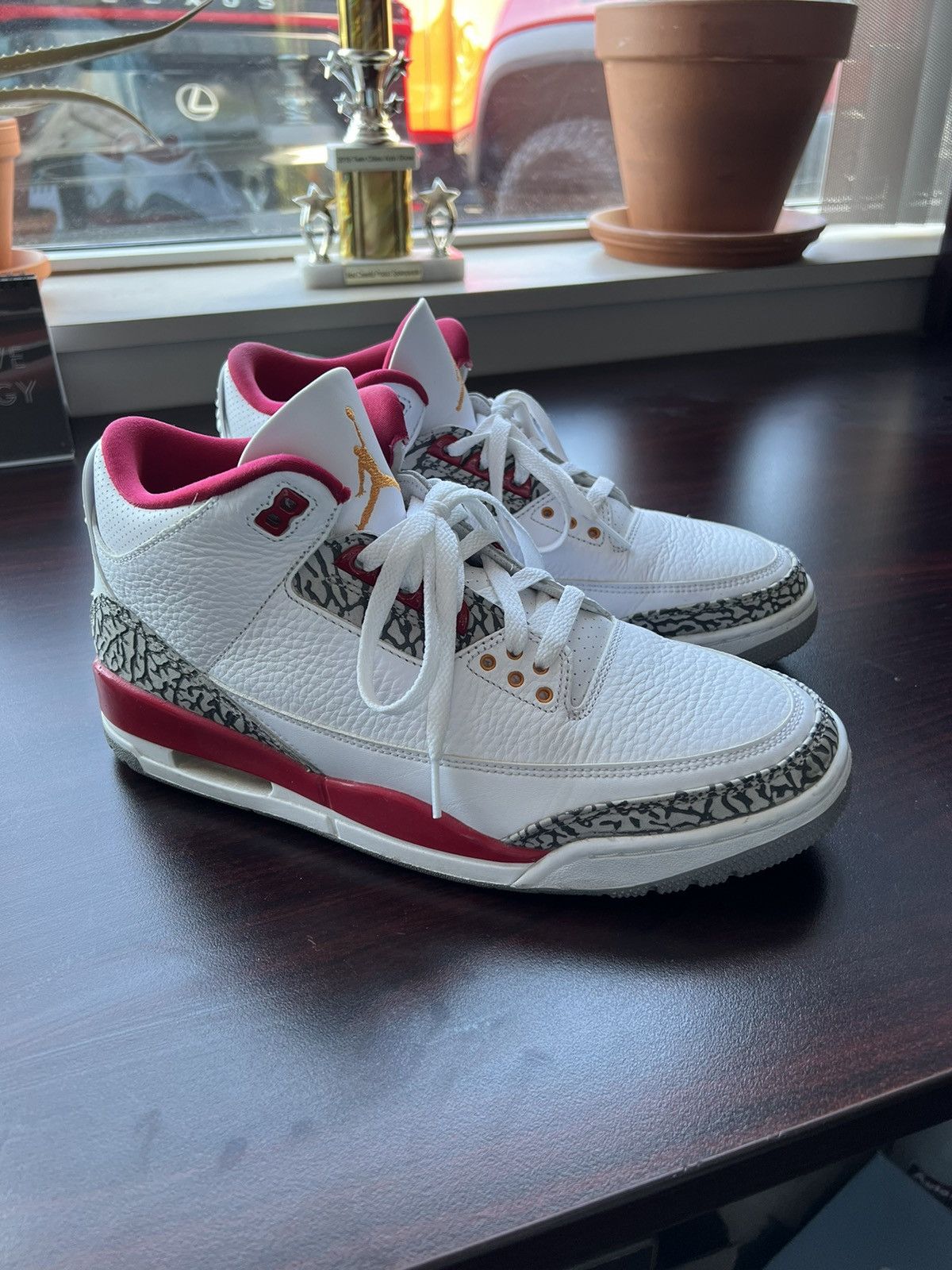 image of Jordan Brand 3 Retro "cardinal Red" Shoes in White/Light Curry/Cardinal Red, Men's (Size 11)