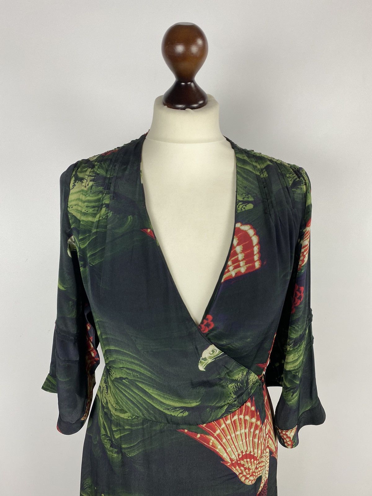 Allsaints × Designer Allsaints Delana Swoop Dress Maxi Floral Pattern Pleated Size XS / US 0-2 / IT 36-38 - 3 Thumbnail