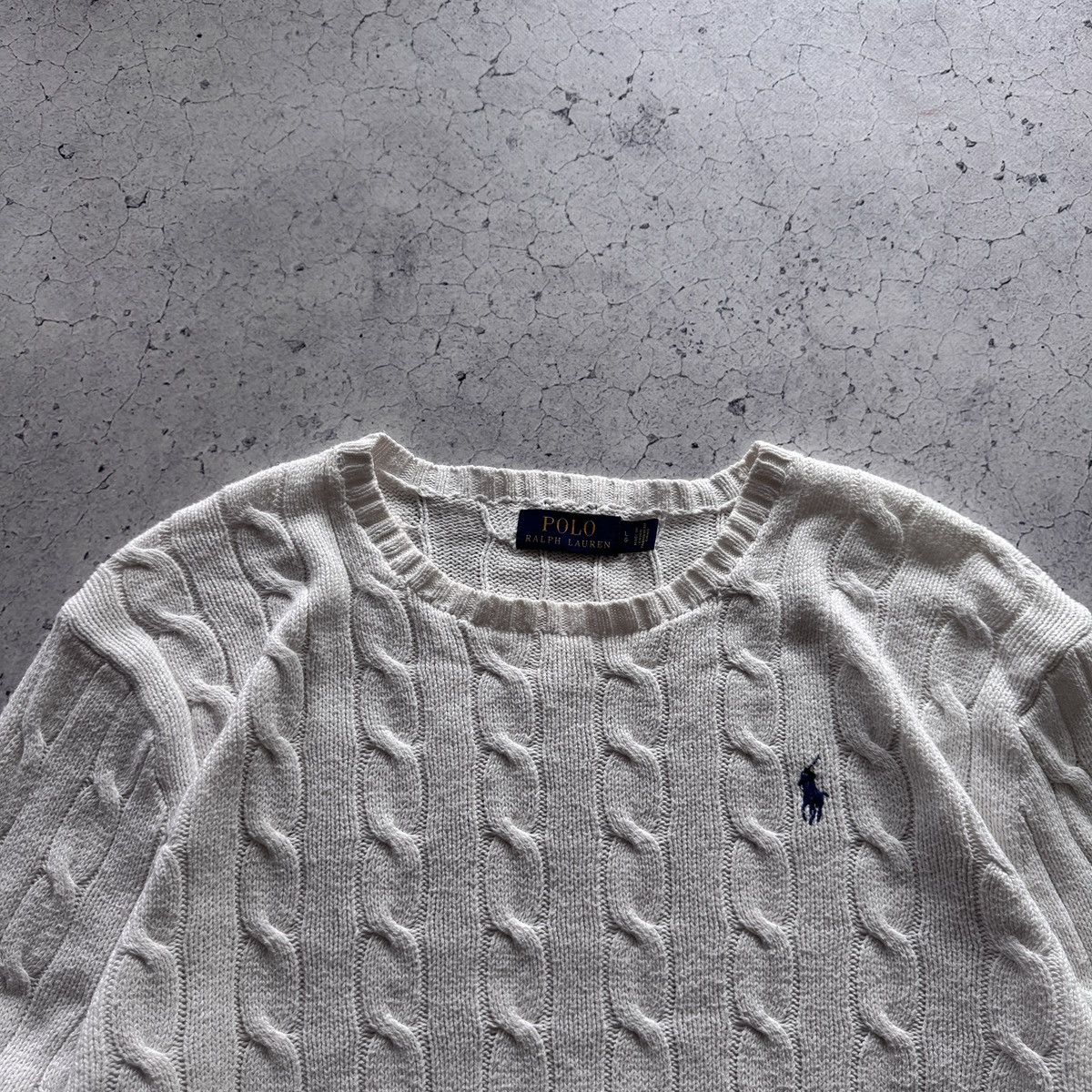 Polo Ralph Lauren Polo Ralph Lauren White Cabble Knit Sweater Casual Vintage Size US L / EU 52-54 / 3 - 3 Thumbnail