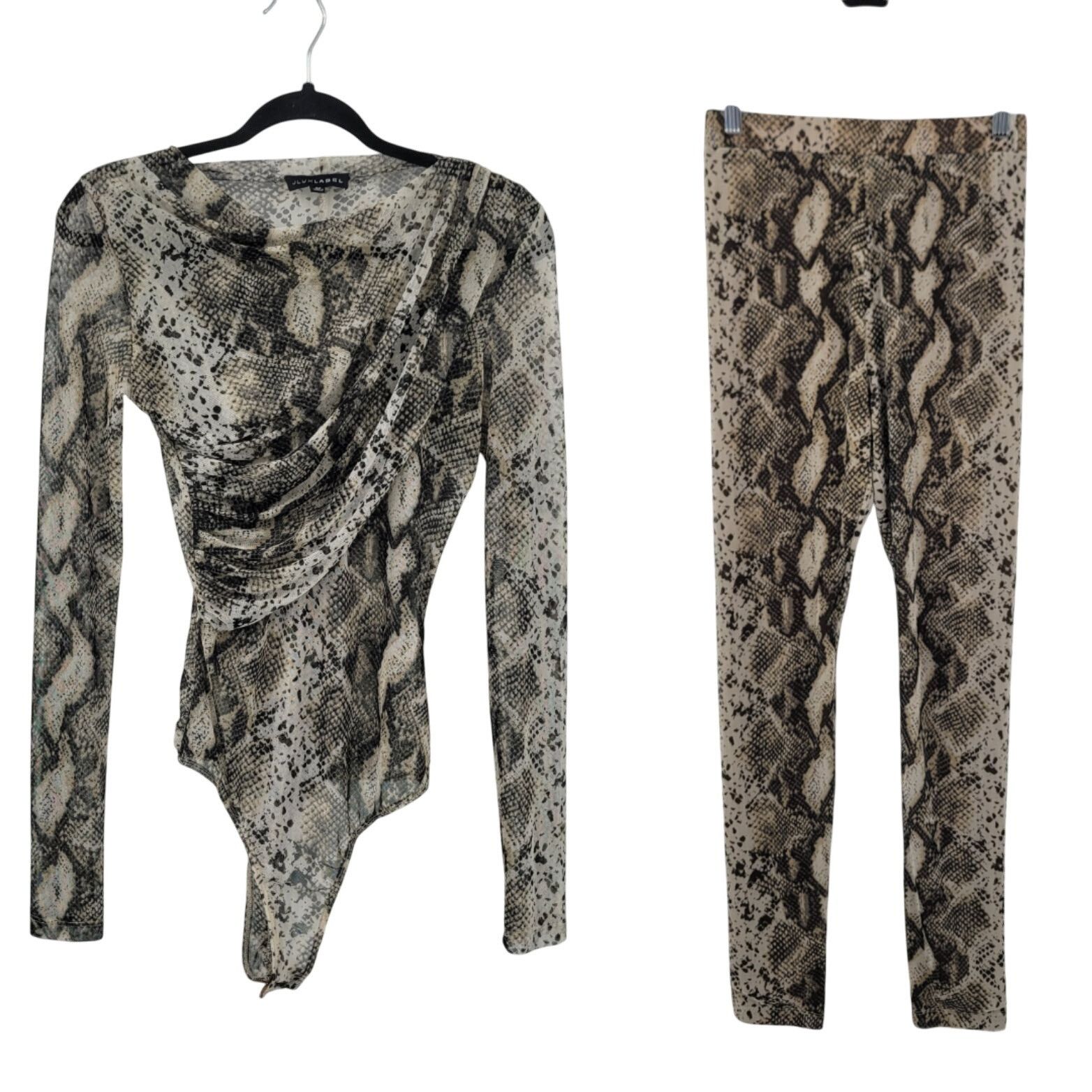 Designer JLuxlabel Snake Long Sleeve Wrap Bodysuit Leggings Set Sz M Size M / US 6-8 / IT 42-44 - 1 Thumbnail