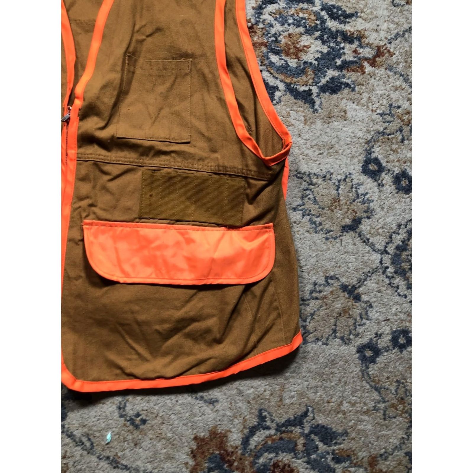 Vintage VINTAGE Saf-T-Bak Hunting Vest Mens XL Brown Blaze Orange Upland Game Bag USA Vest Size 46R - 6 Thumbnail