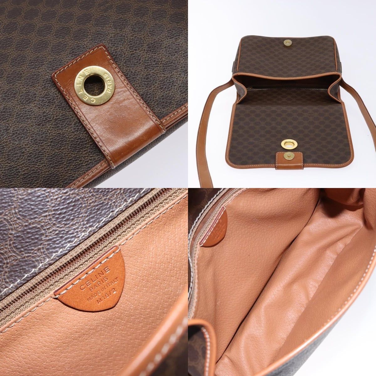 Celine CELINE Macadam Canvas Shoulder Bag Pvc Leather Brown Gold Size ONE SIZE - 11 Thumbnail