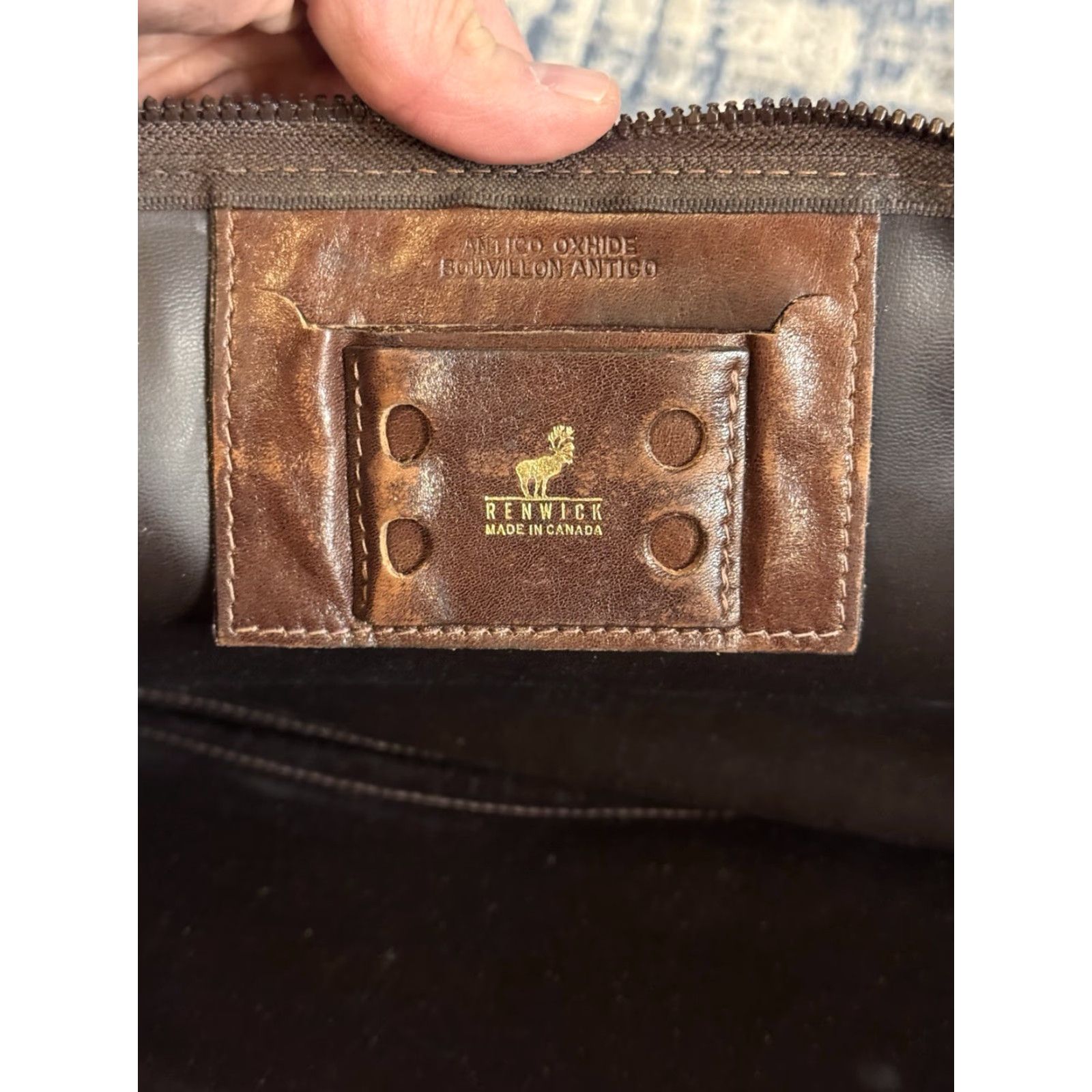 Vintage VINTAGE Renwick Briefcase Leather Bag Medium Brown Canada Mens Oxhide Slim Underarm Writing Case 15.5 x 11 Outer Pockets Size ONE SIZE - 6 Thumbnail