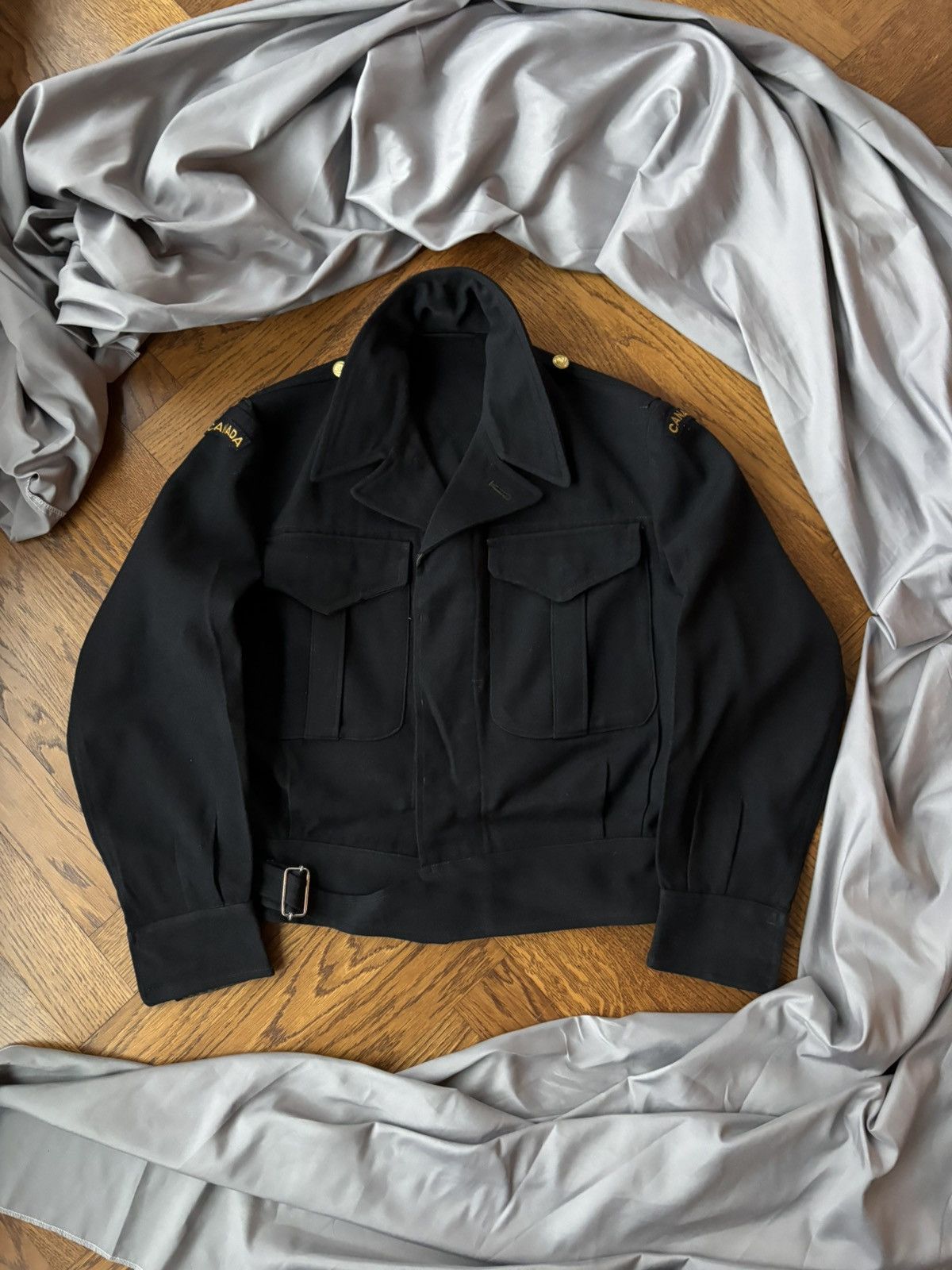 Vintage 1950s Battledress Jacket WW2 Cropped Military Wool Flight US Size US S / EU 44-46 / 1 - 3 Thumbnail