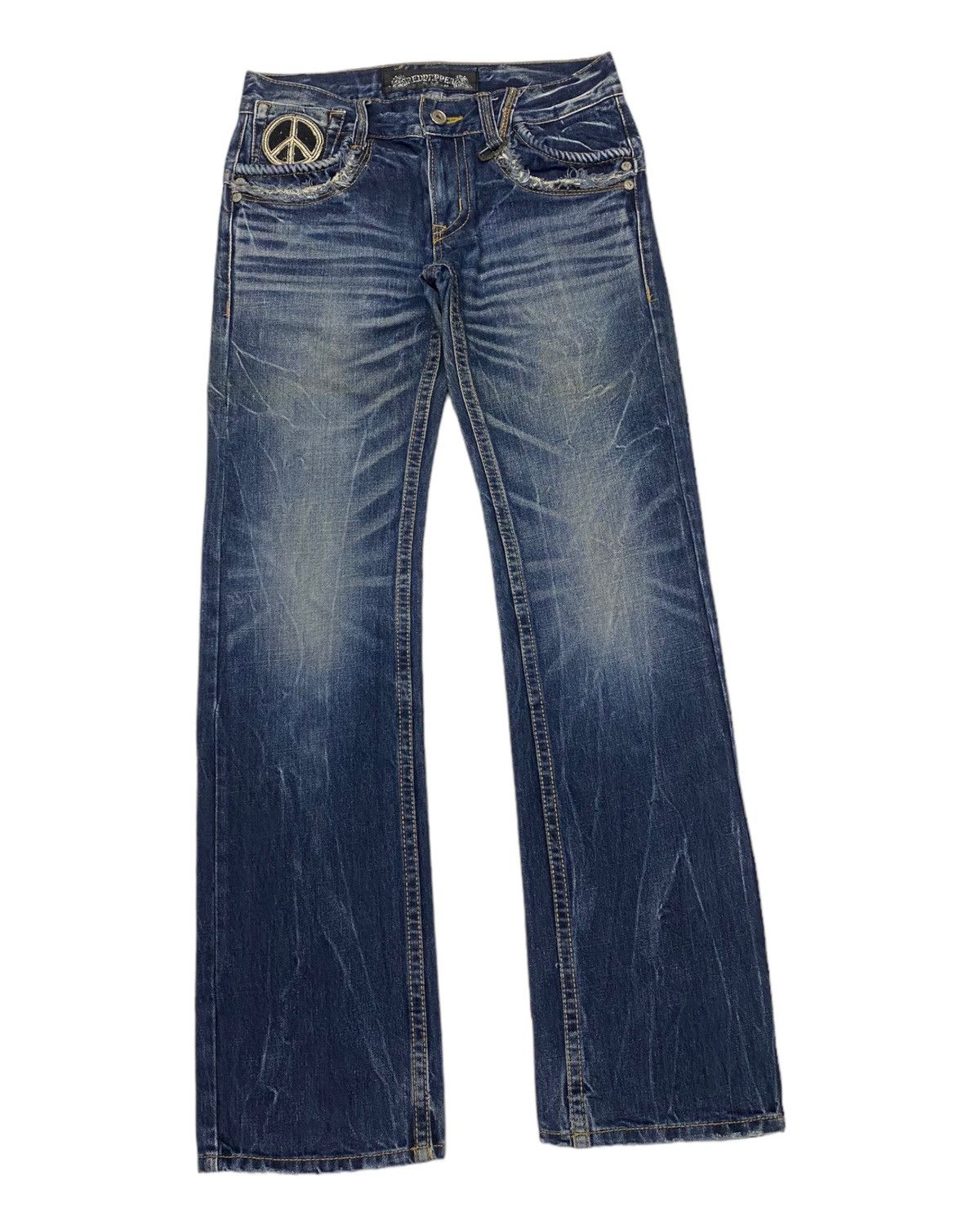 If Six Was Nine 🔥GRAIL 🇯🇵 RED PEPPER "PEACE" DISTRESSED DENIM JEANS Size US 32 / EU 48 - 5 Thumbnail