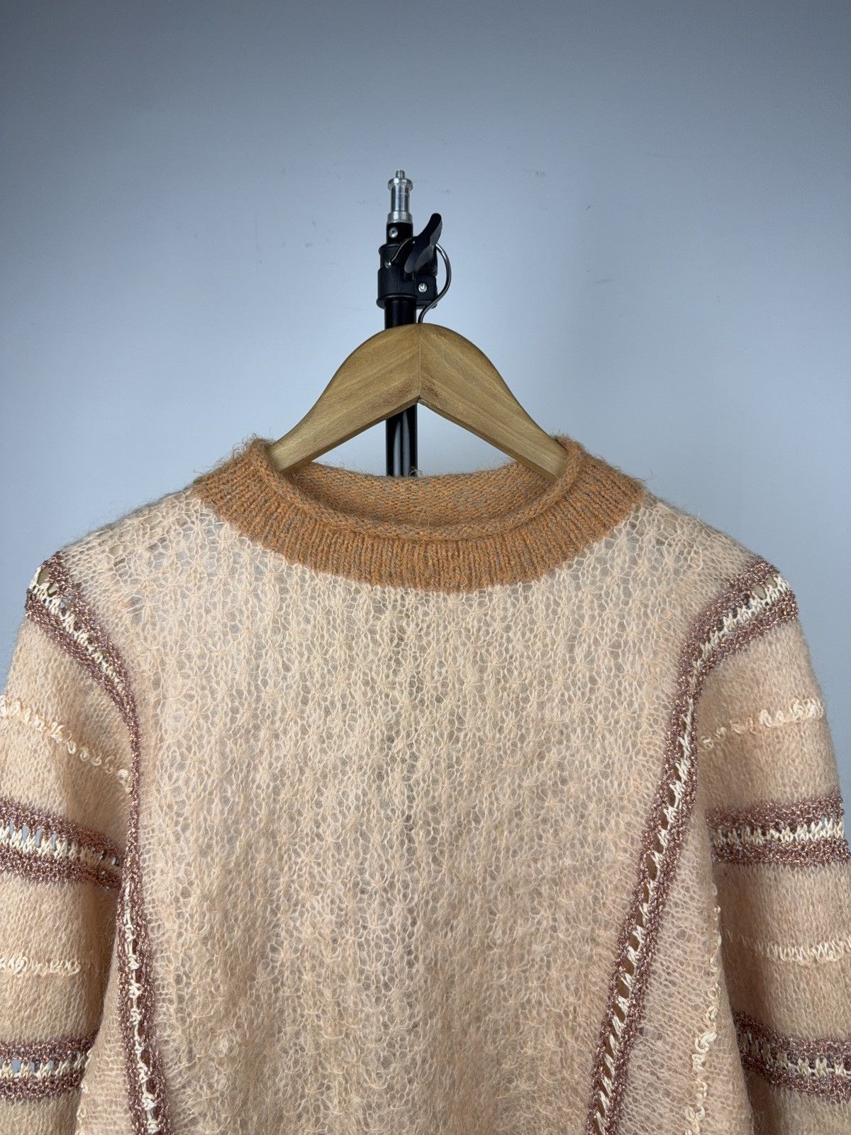 Japanese Brand Vintage Avant Garde Mohair Knit Sweater Sheer Panel Design Size M / US 6-8 / IT 42-44 - 2 Thumbnail