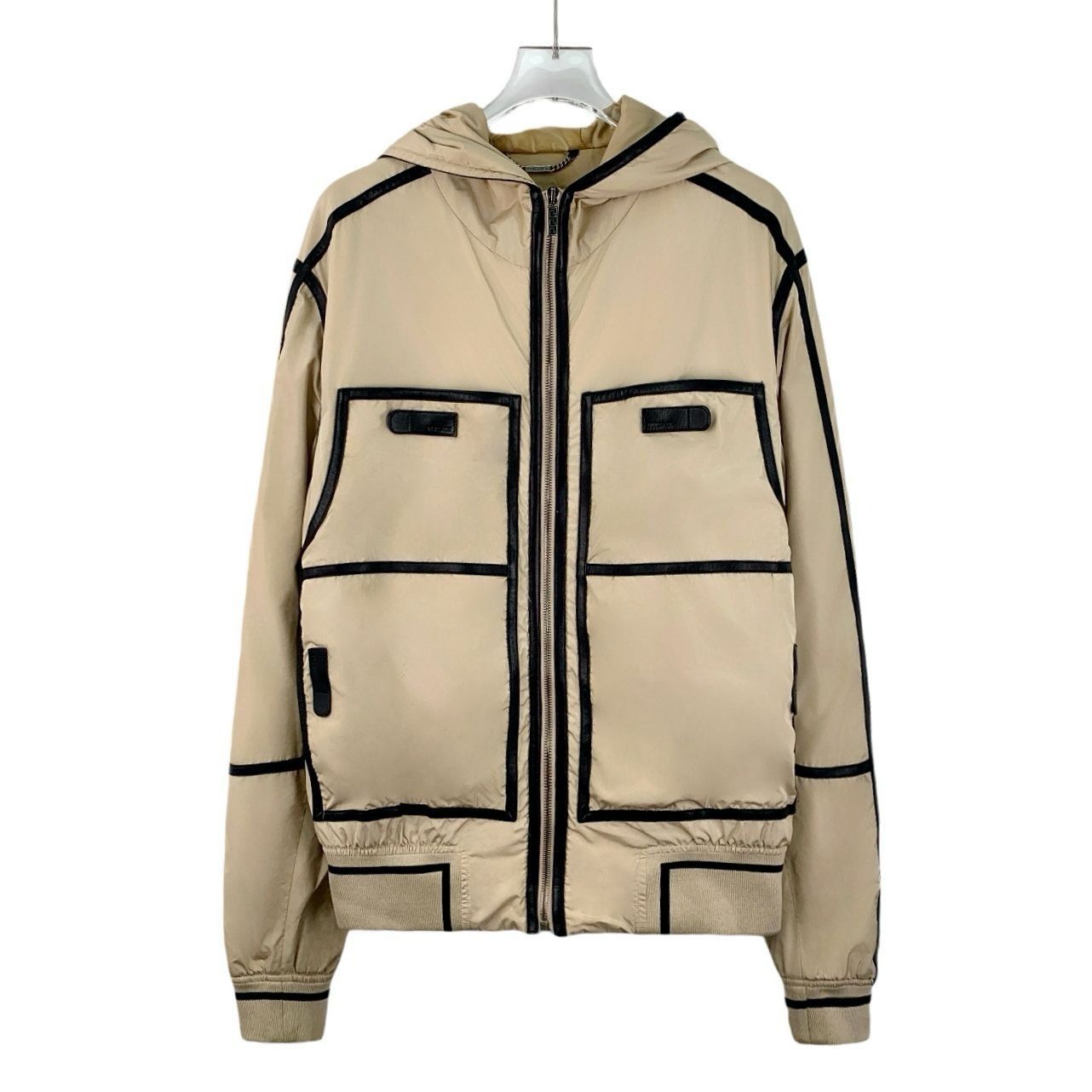 Versace Versace Beige Patchwork Hooded Zipper Jacket Size M Long-Sle Size US M / EU 48-50 / 2 - 1 Thumbnail