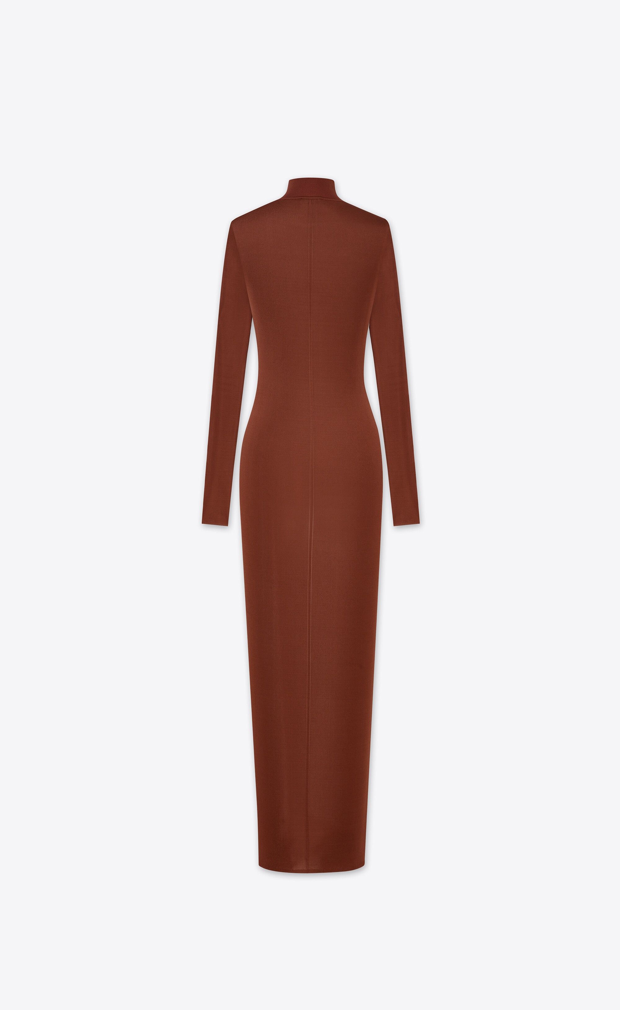 Saint Laurent Paris o1b1hav110525 741911 Long Dress in Knit in Brown Size L / US 10 / IT 46 - 2 Thumbnail