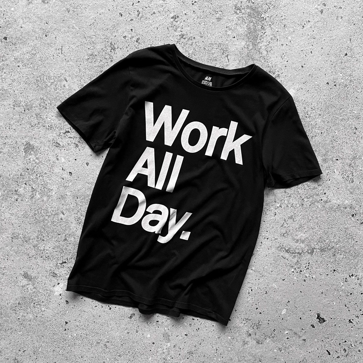 Designer × H&M H&M “Work All Day” Mens Black Short Sleeve T-Shirt Big Print Size US S / EU 44-46 / 1 - 1 Thumbnail