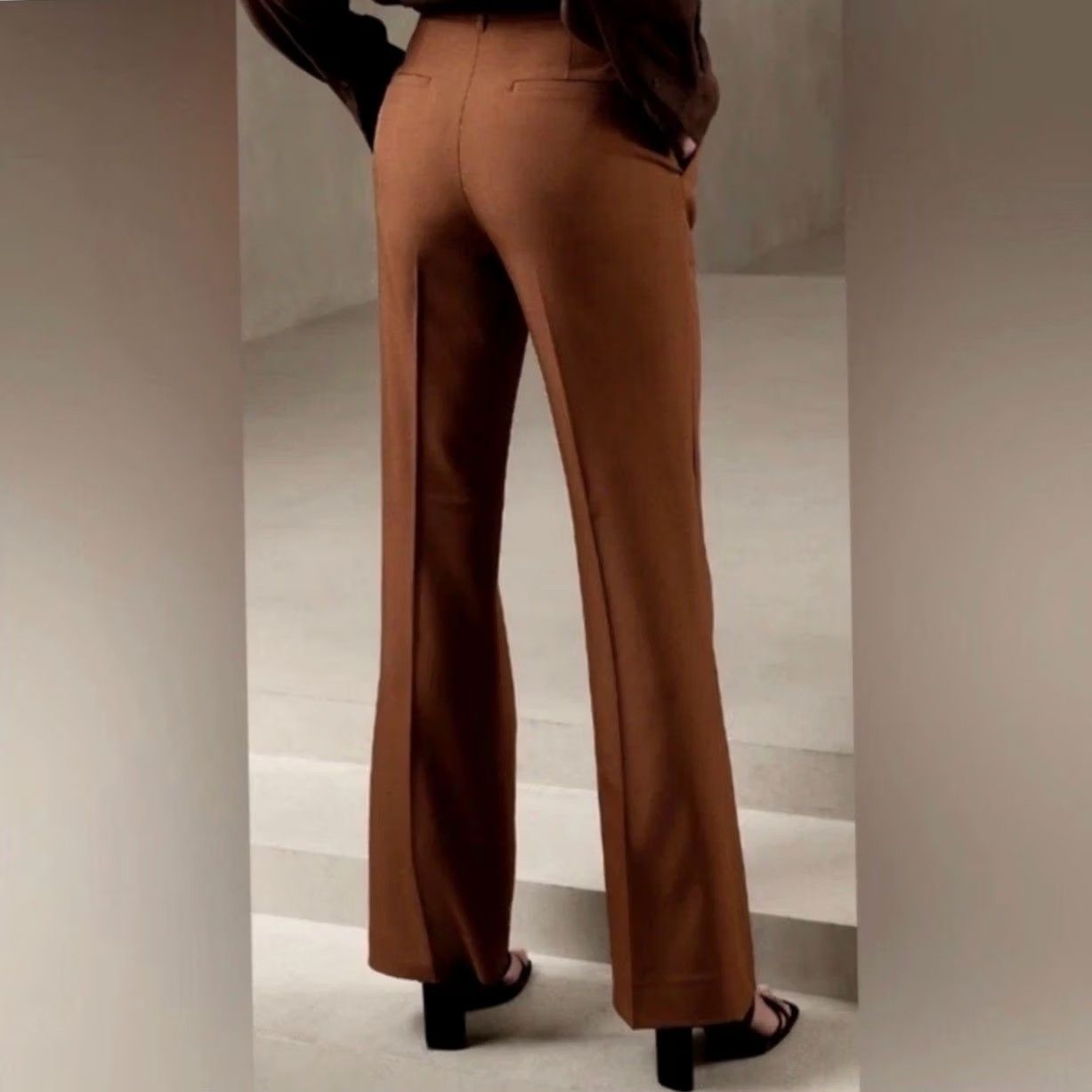Banana Republic NWT Banana Republic Brown Sculpted Stretch Trousers Dress Pants Women 18 Straight Leg Inseam 27.5-32in Pockets Spandex Polyester Sloan Size 24" / US 00 / IT 34 - 4 Thumbnail